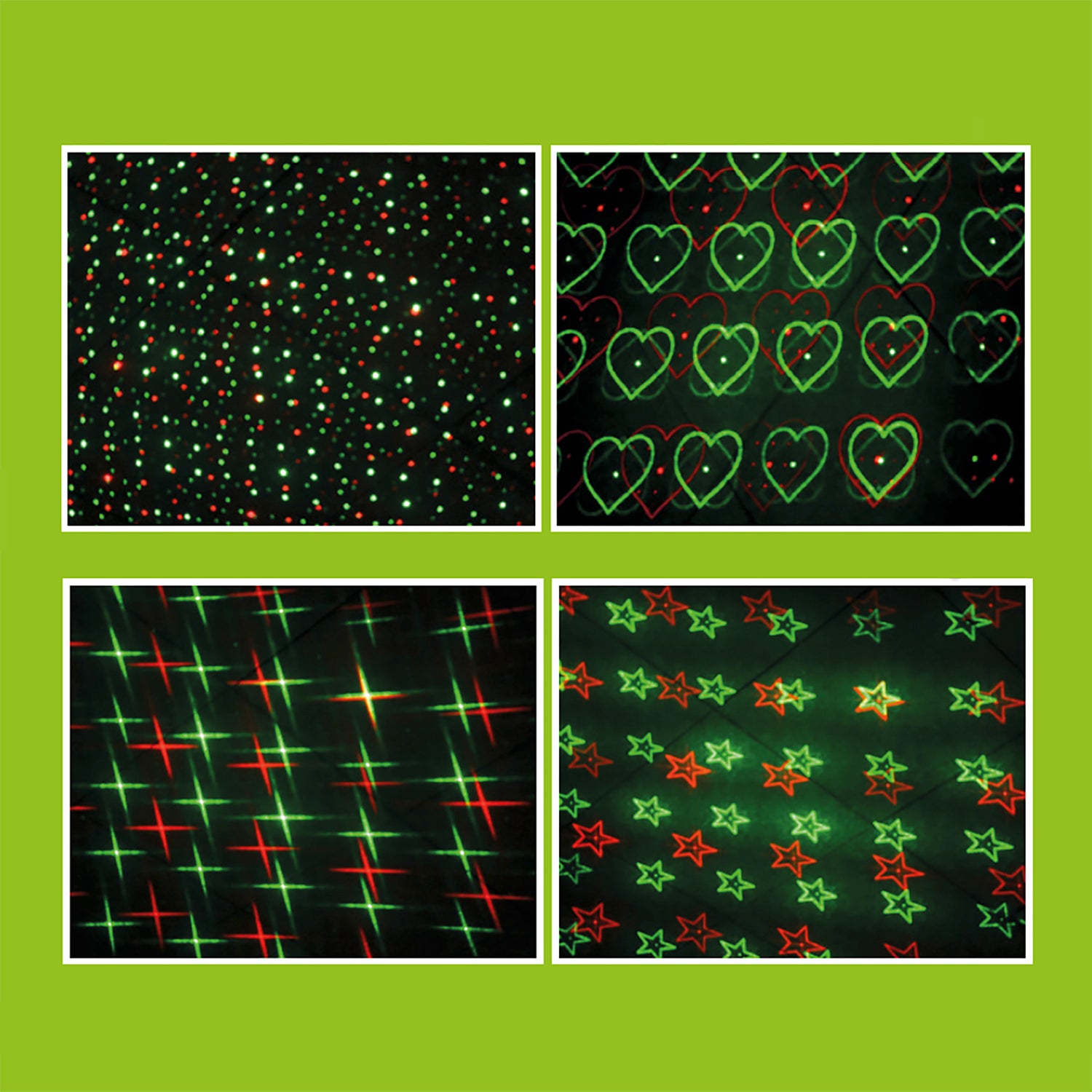 DICTROLUX - Proiettore Laser da Interno Rosso e Verde con 14 Effetti Luminosi, Funzione Music e Treppiede Regolabile