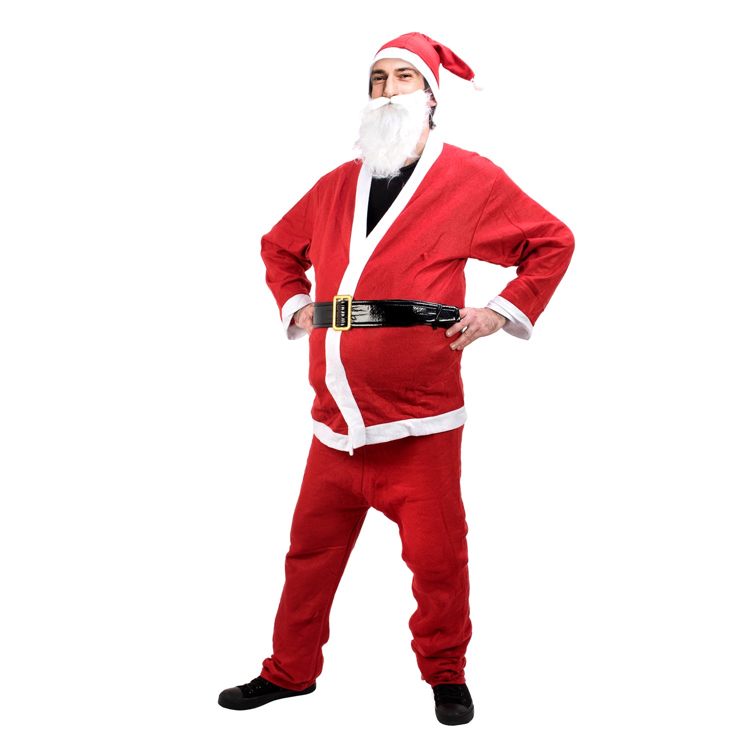 VESTIAMO CASA GRAN NATALE - Costume Babbo Natale Uomo Taglia XL con Cappello, Barba, Giacca, Cintura e Pantalone