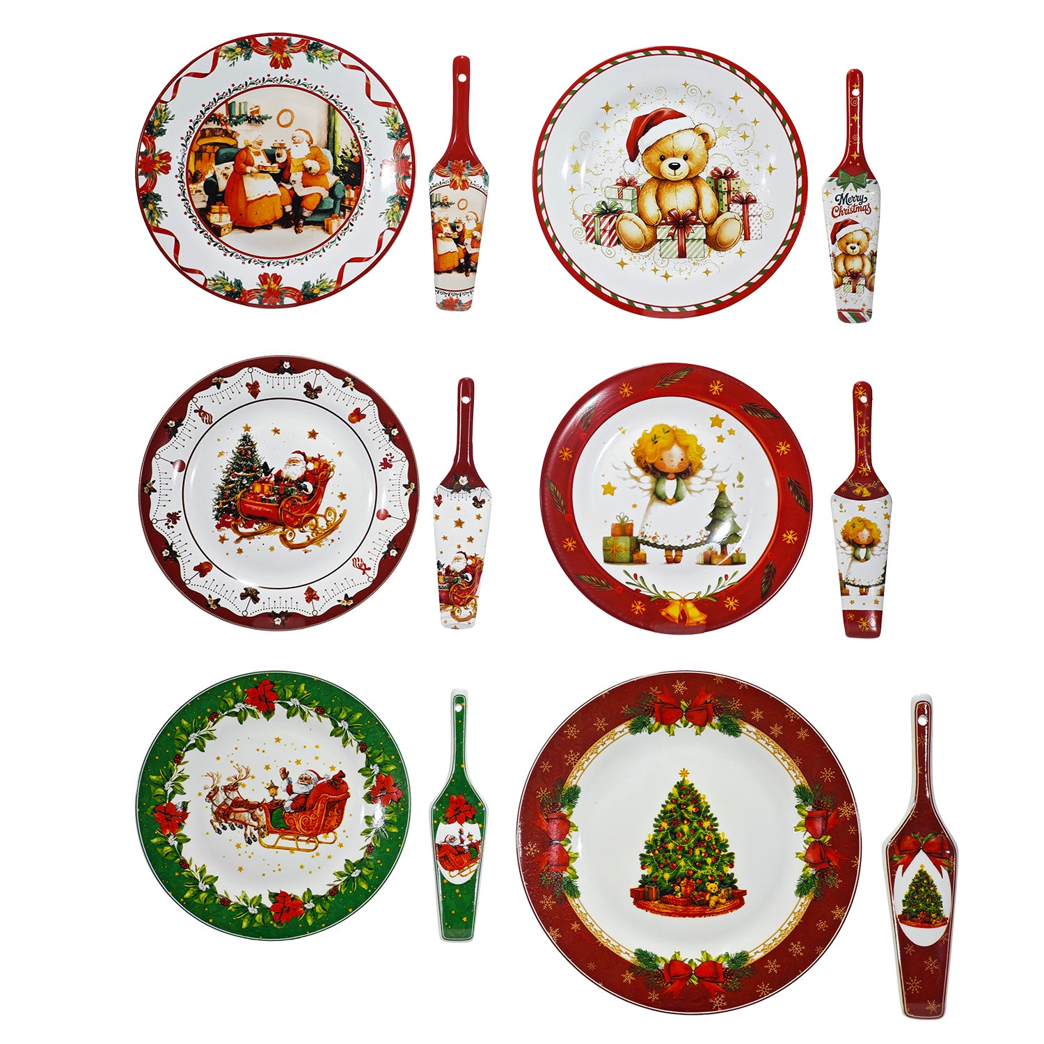 VESTIAMO CASA GRAN NATALE - Piatto Natalizio in Ceramica Decorativa con Paletta Coordinata diametro 27 cm