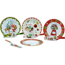 VESTIAMO CASA GRAN NATALE - Set Piatto e Paletta di Natale in Ceramica Decorativa - diametro 27 cm