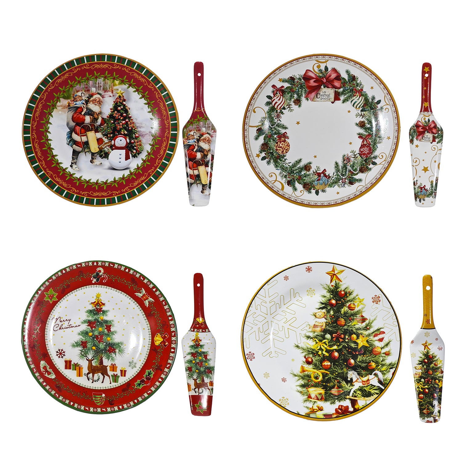 VESTIAMO CASA GRAN NATALE - Piatto Natalizio in Ceramica Decorativa con Paletta Coordinata diametro 27 cm