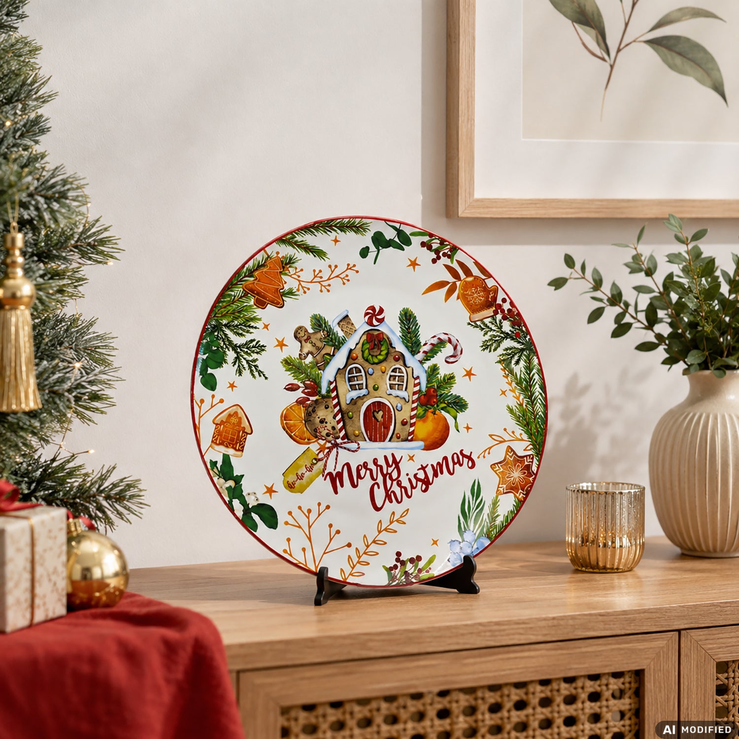 VESTIAMO CASA GRAN NATALE - Piatto Natalizio Decorativo in Ceramica diametro 33 cm