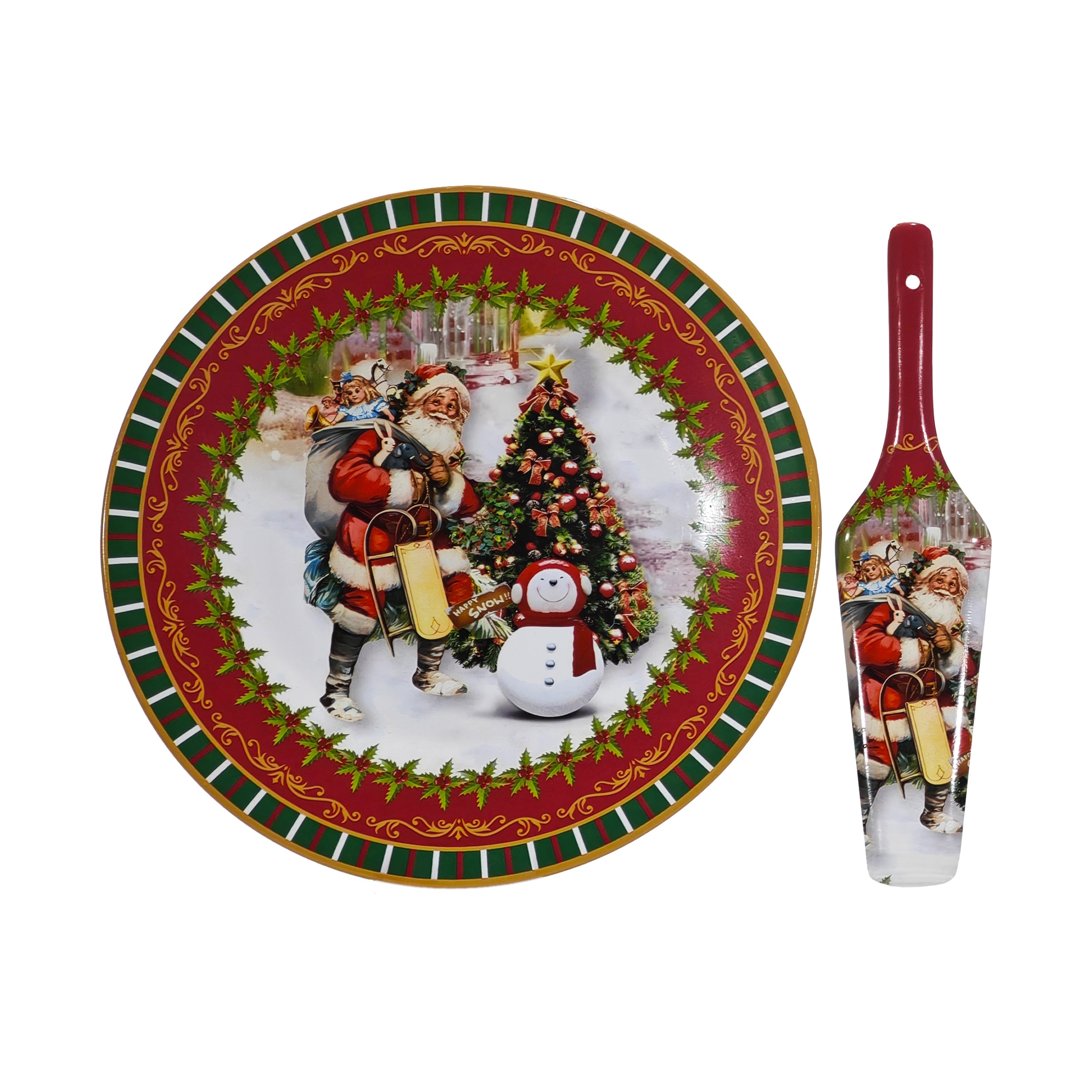 VESTIAMO CASA GRAN NATALE - Set Piatto e Paletta di Natale in Ceramica Decorativa diametro 27 cm
