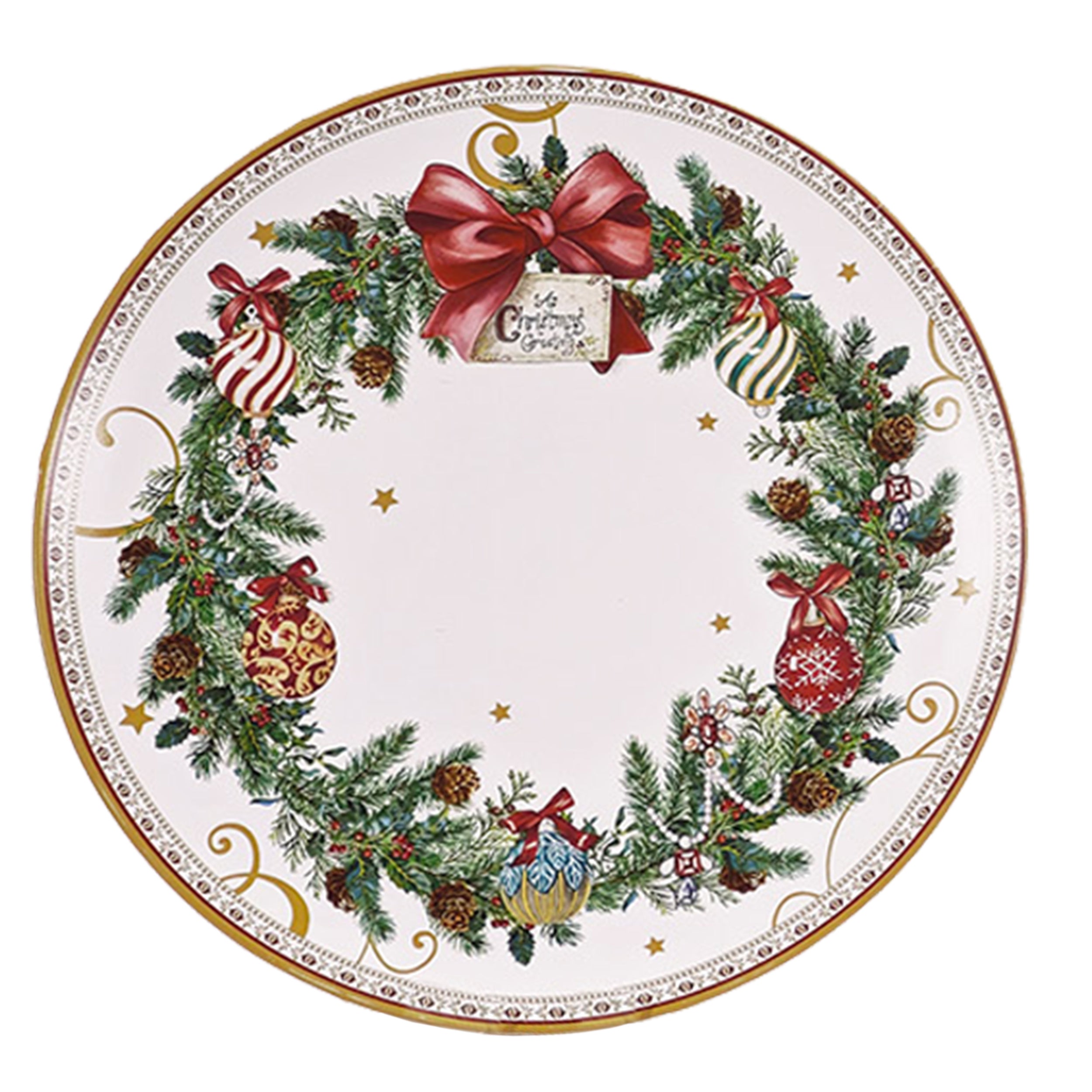 VESTIAMO CASA GRAN NATALE - Piatto Natalizio in Ceramica Decorativa - diametro 33 cm