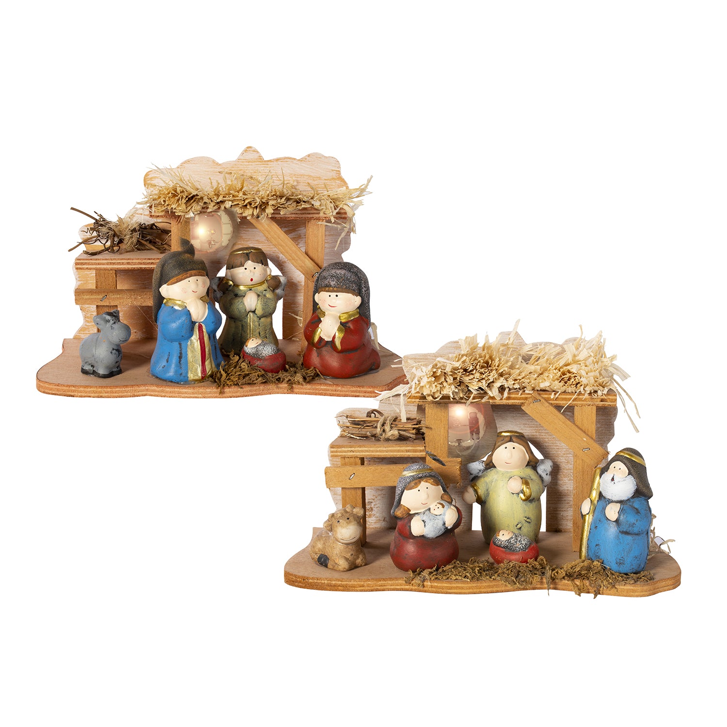 VESTIAMO CASA GRAN NATALE - Presepe con Capanna Luminosa h14,5x24,5 cm