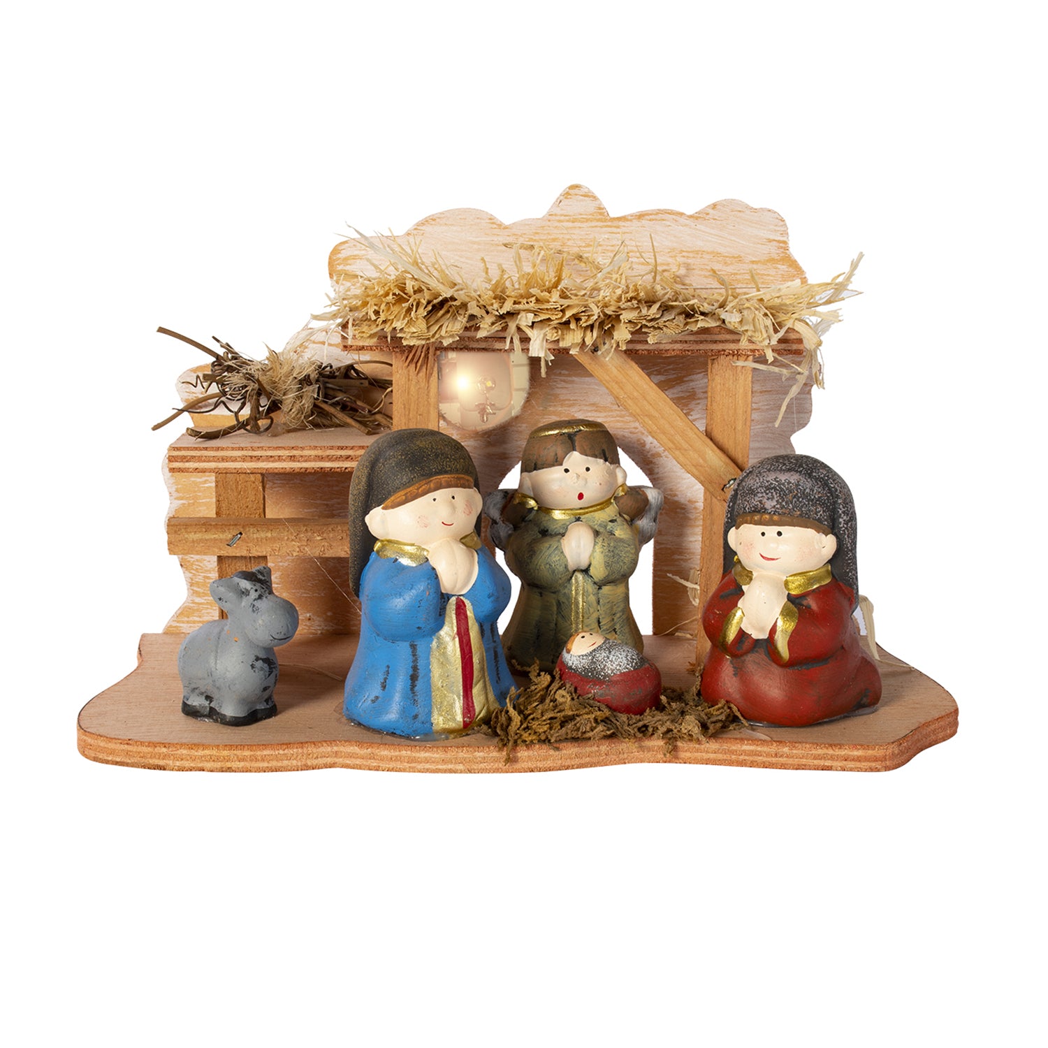 VESTIAMO CASA GRAN NATALE - Presepe con Capanna Luminosa h14,5x24,5 cm