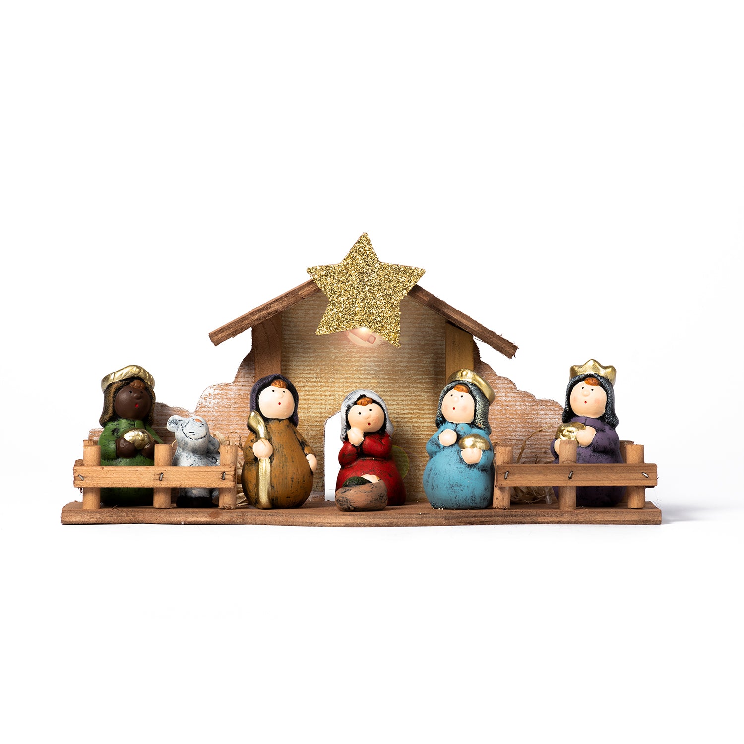 VESTIAMO CASA GRAN NATALE - Presepe Capanna Luminosa h14x33 cm - Decorazione natalizia