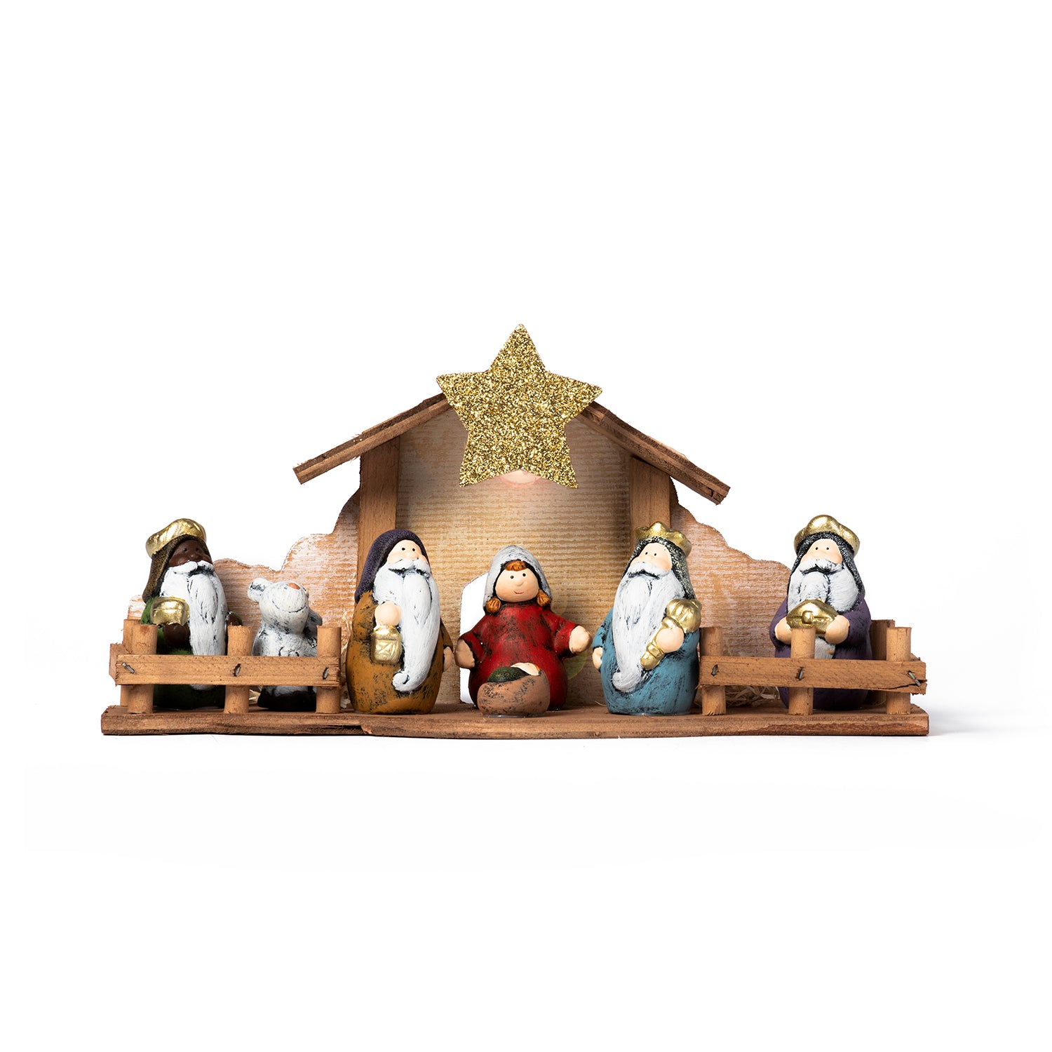 VESTIAMO CASA GRAN NATALE - Presepe Capanna Luminosa h14x33 cm - Decorazione natalizia