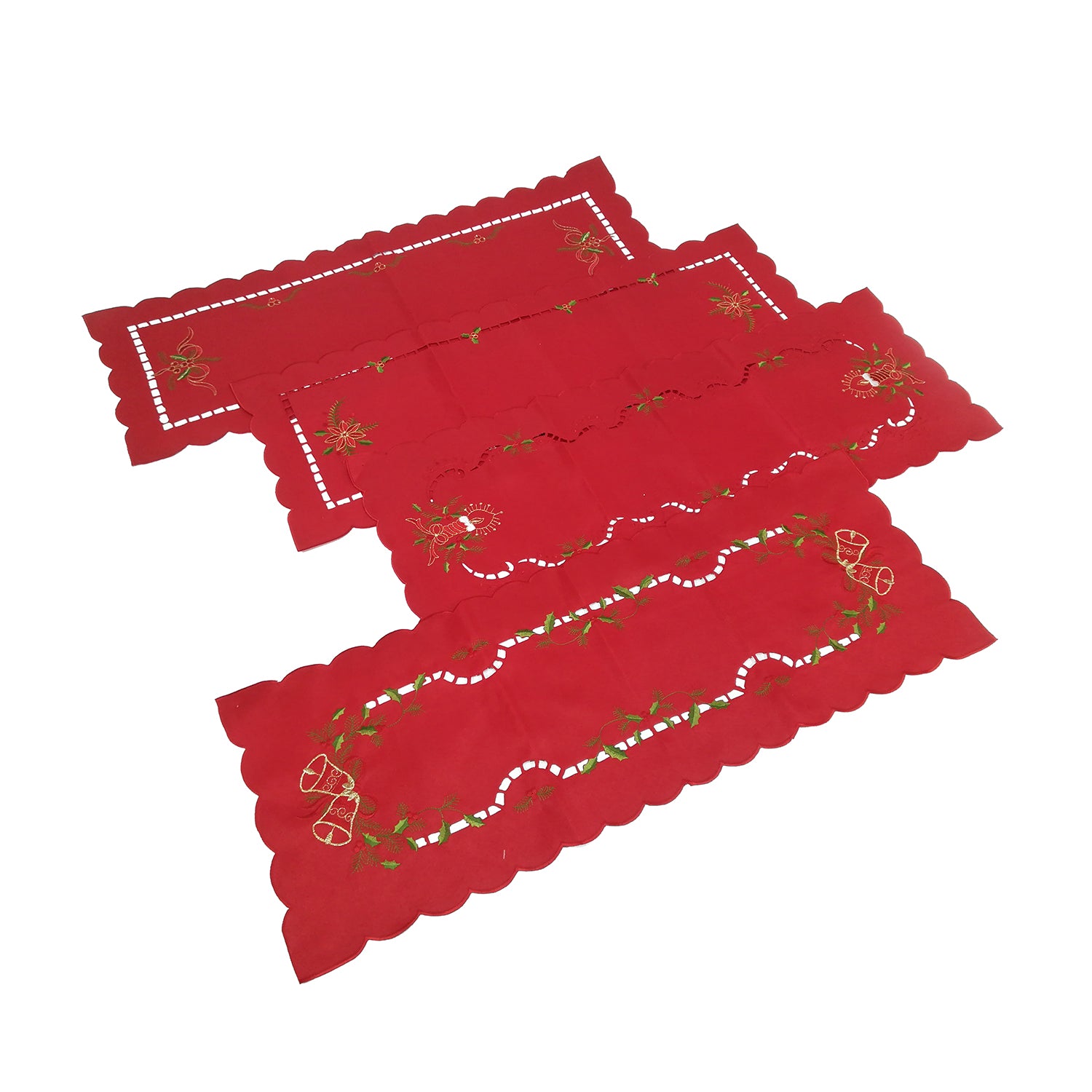VESTIAMO CASA GRAN NATALE - Runner Natalizio da Tavola Rosso Ricamato 32x85 cm