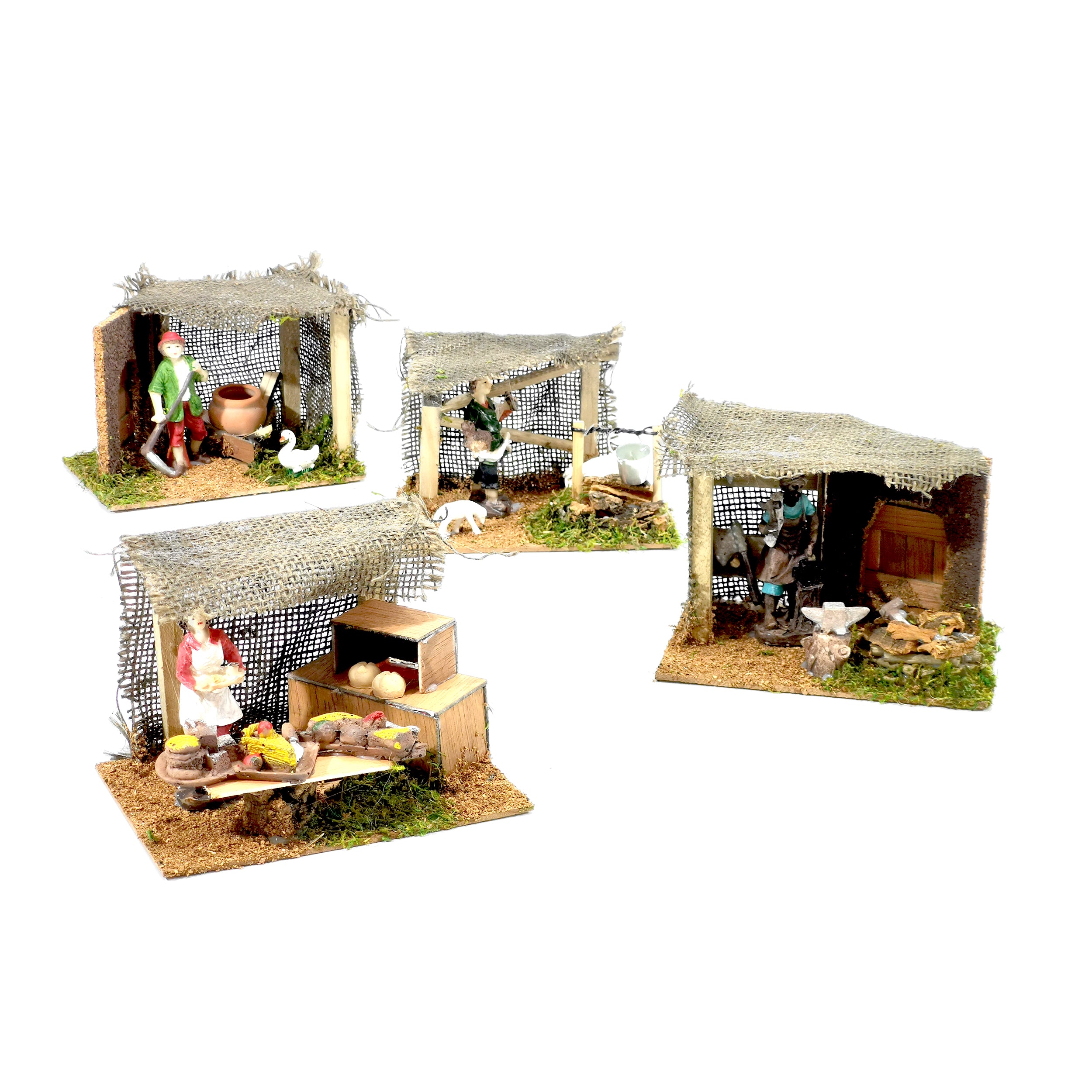 VESTIAMO CASA GRAN NATALE - Ambientazione natalizia su base accessorio per presepe h10 cm
