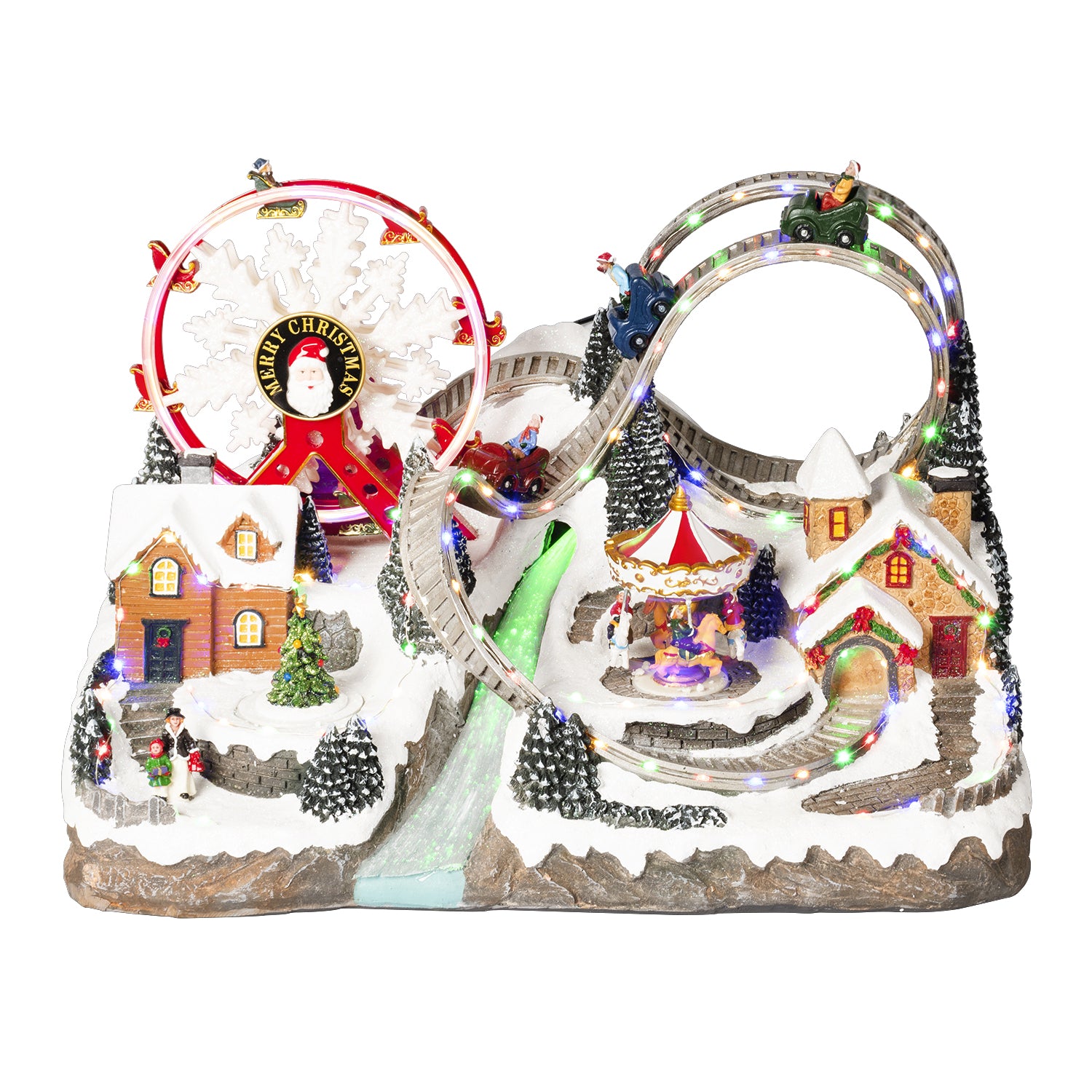 VESTIAMO CASA GRAN NATALE - Villaggio Natalizio Luna Park Luminoso Musicale con Movimento - h39x56x36 cm