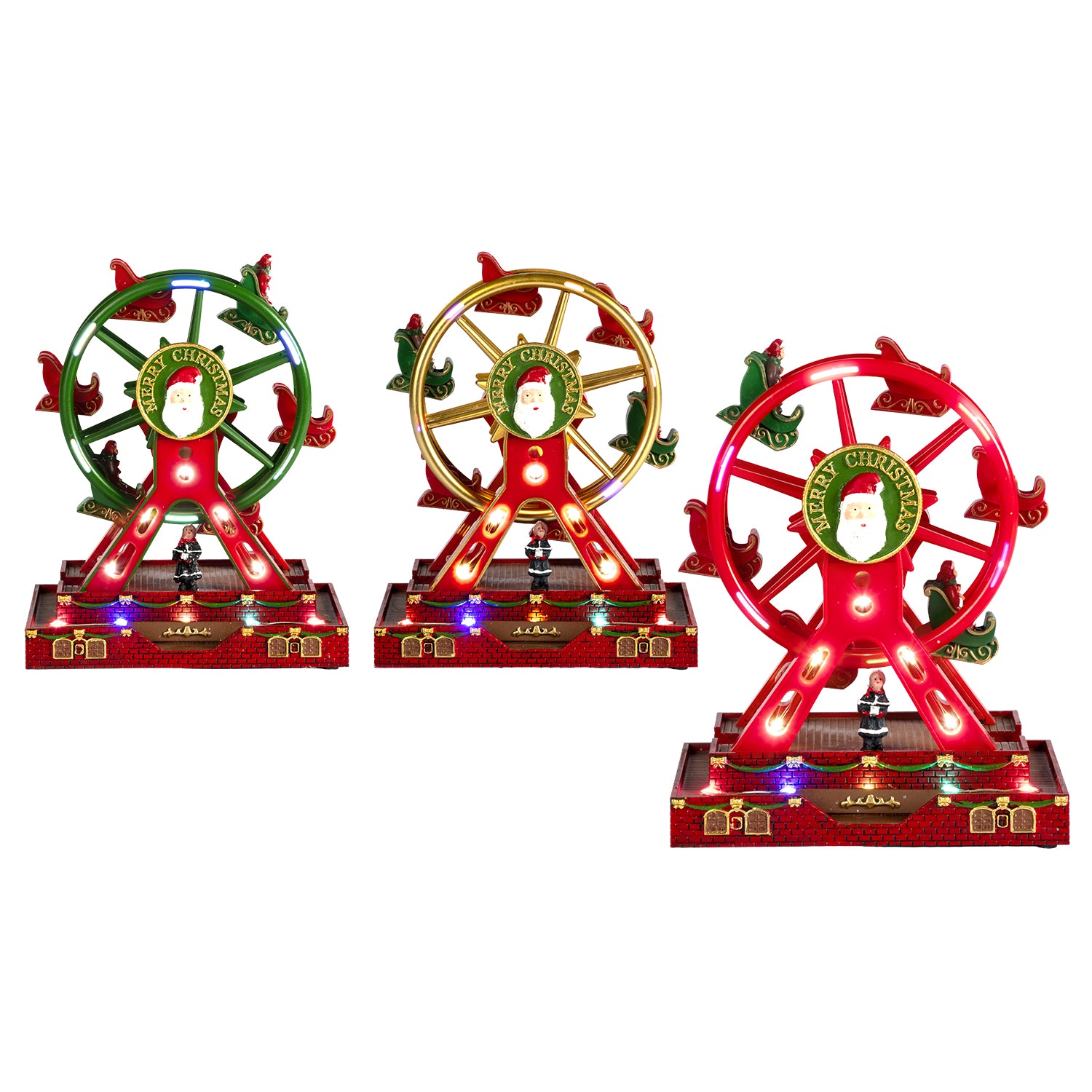 VESTIAMO CASA GRAN NATALE - Ruota Panoramica Natalizia con Movimento, Musica e LED a Batterie h18,5 cm