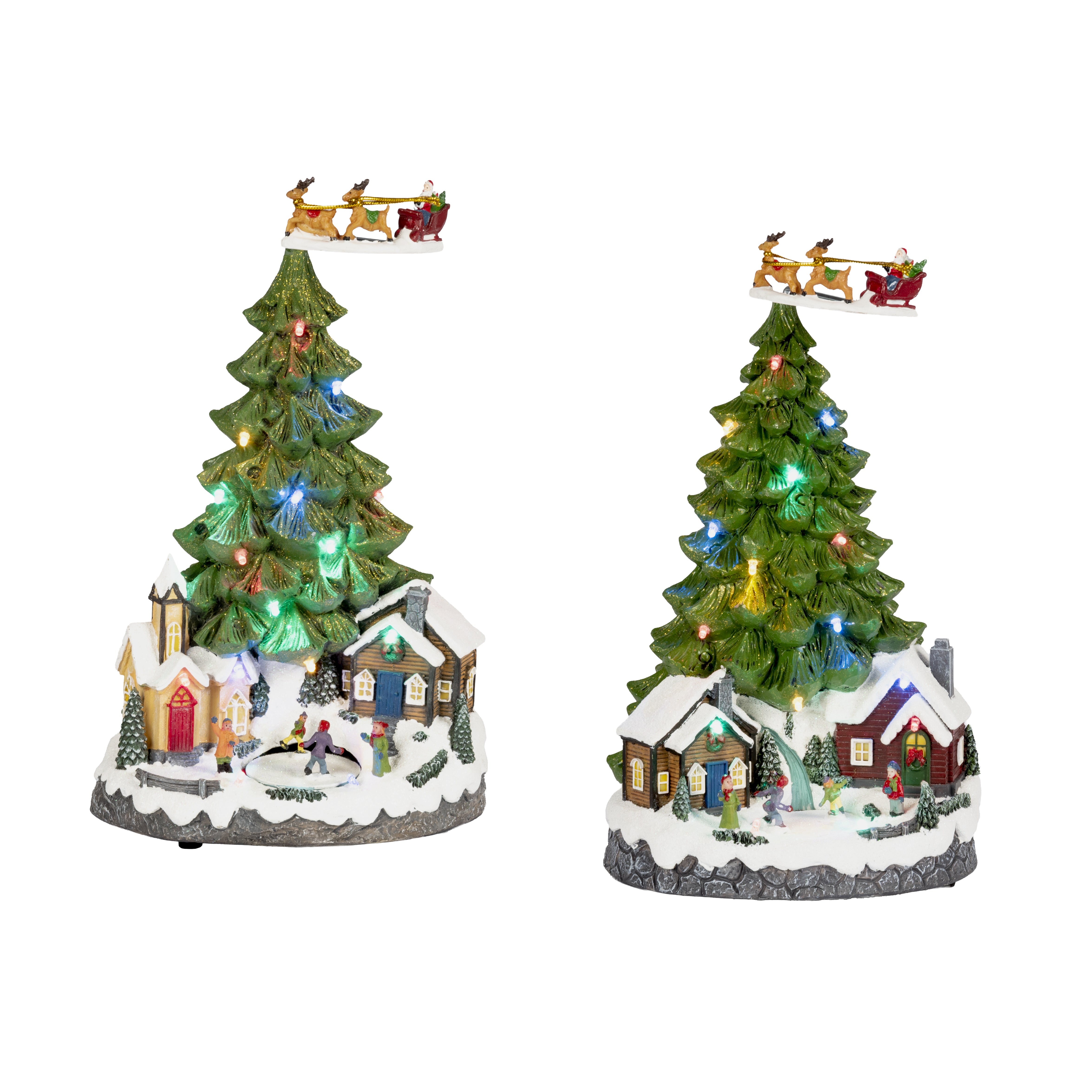 VESTIAMO CASA GRAN NATALE - Paesaggio Natalizio con Movimento, Musica e LED Multicolor a Batterie h28 cm