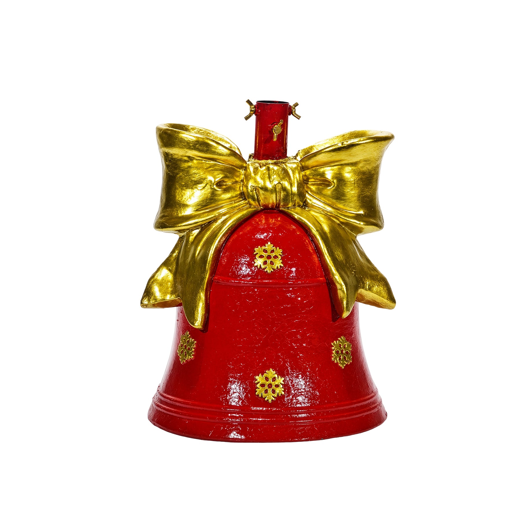 VESTIAMO CASA GRAN NATALE - Base Albero di Natale Campana con Fiocco Oro e Rosso h38 cm