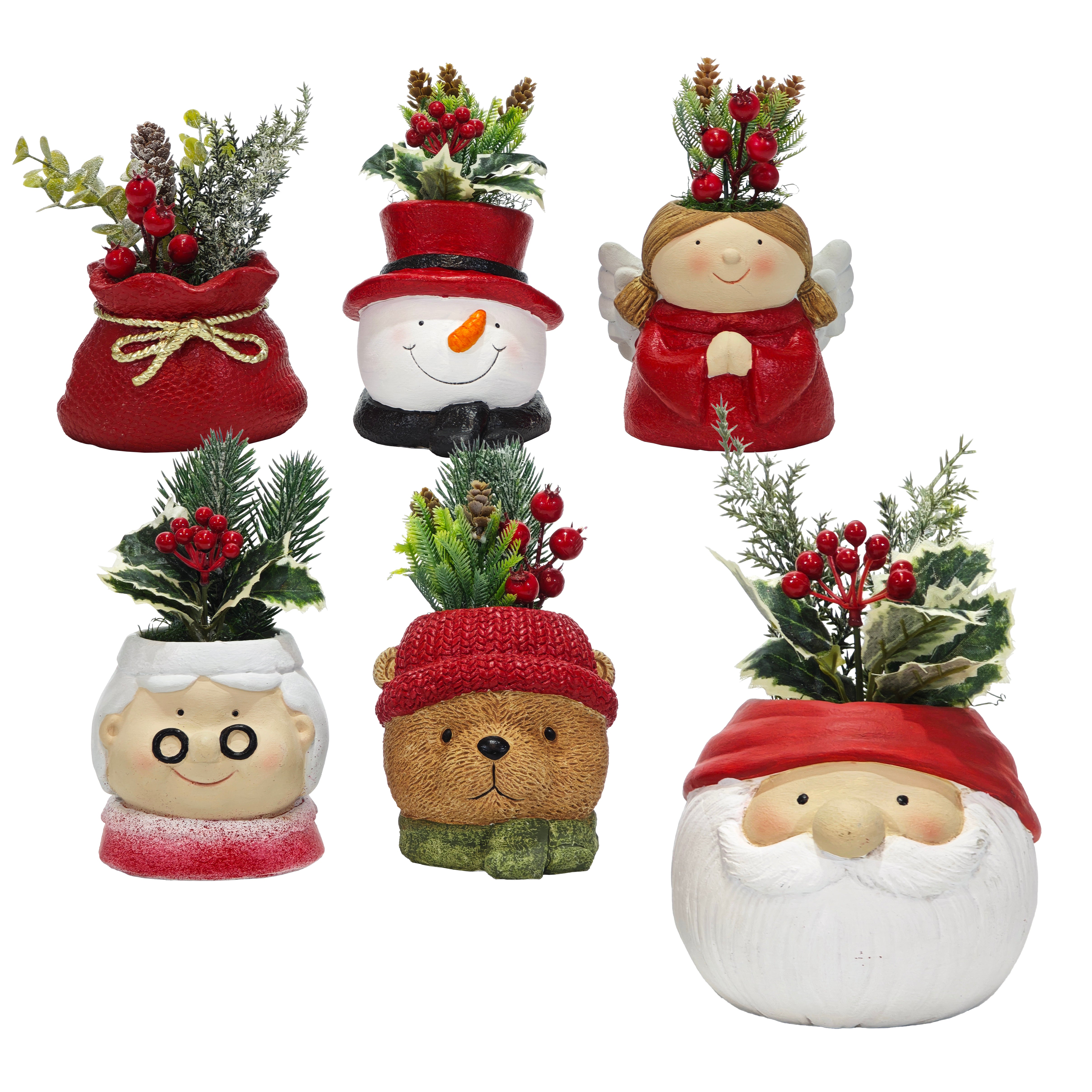 VESTIAMO CASA GRAN NATALE - Piantina Natalizia Decorativa in Poliresina h16 cm