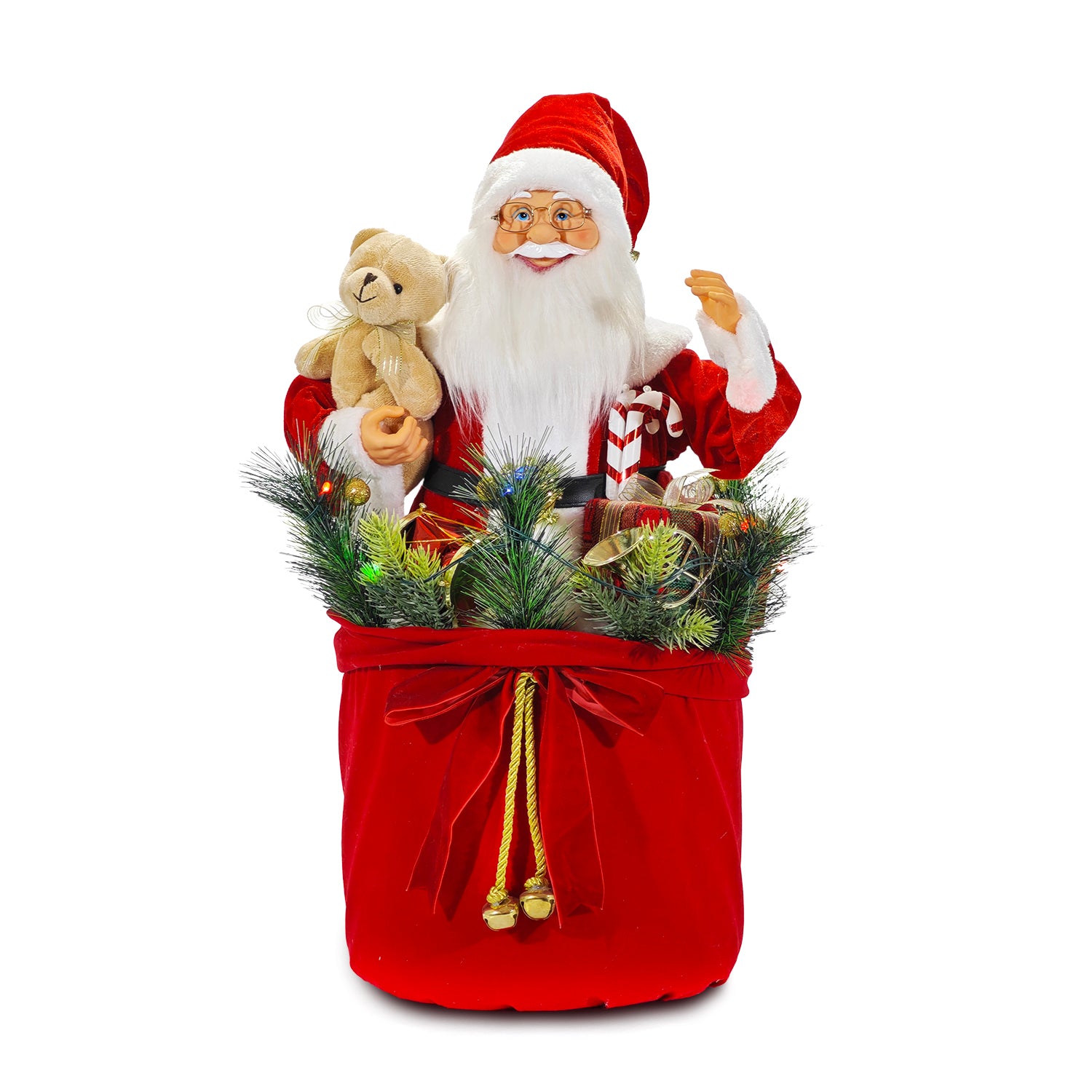 VESTIAMO CASA GRAN NATALE - Babbo Natale con Doni Musicale Luminoso con Movimento h68 cm