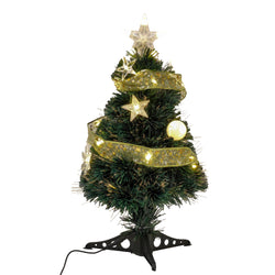 DICTROLUX - Albero di Natale Luminoso 13 Led Fibra Ottica Bianco Caldo - h60 cm diametro 30 cm