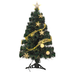 DICTROLUX - Albero di Natale Luminoso 17 Led Fibra Ottica Bianco Caldo - h90 cm diametro 48 cm