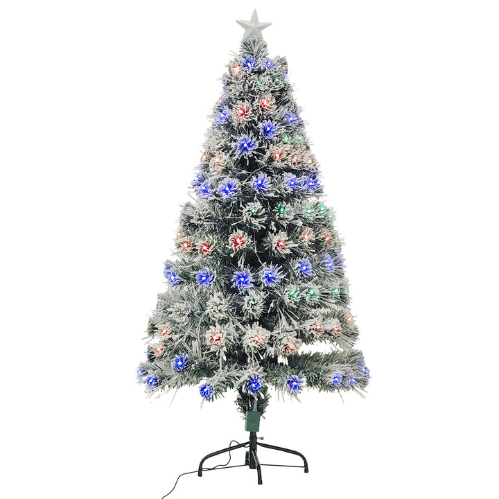 DICTROLUX - Albero di Natale Innevato Luminoso 165 Led Fibra Ottica Multicolor - h150 cm diametro 72 cm