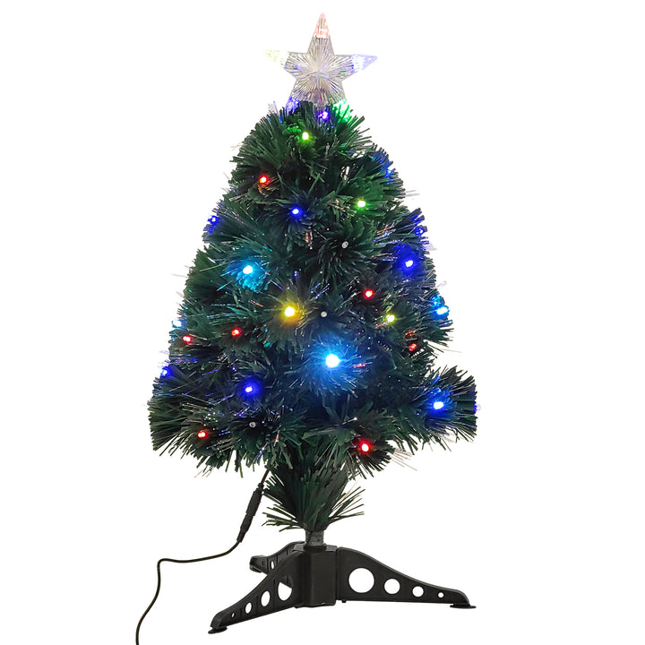 DICTROLUX - Albero di Natale Luminoso 60 Led RGB Fibra Ottica Multicolor - h60 cm diametro 30 cm