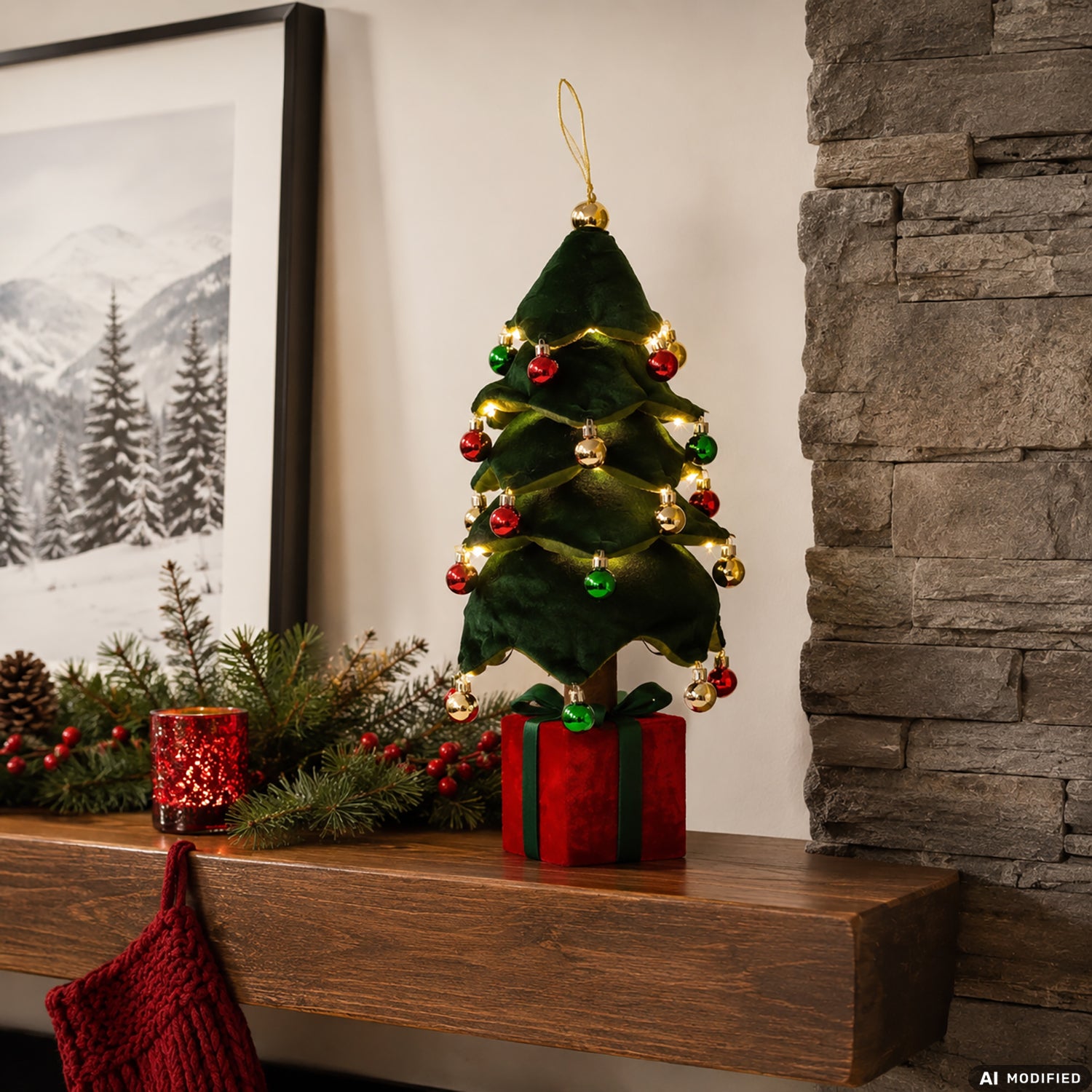 VESTIAMO CASA GRAN NATALE - Alberello Pop Up Luminoso 29 LED Bianco Caldo Estensibile da 28 a 45 cm