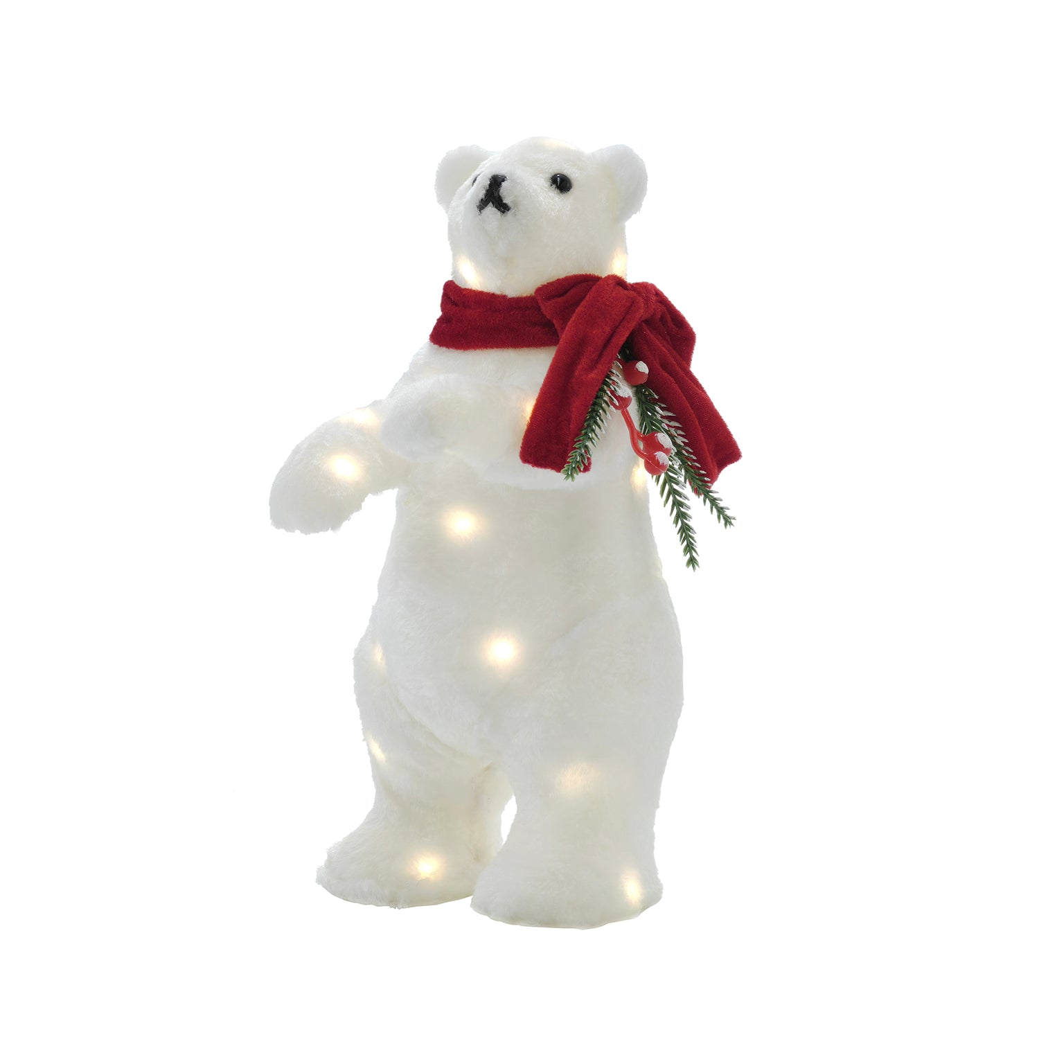 DICTROLUX - Orso Natalizio Luminoso 30 LED Bianco Caldo a Batteria h30 cm