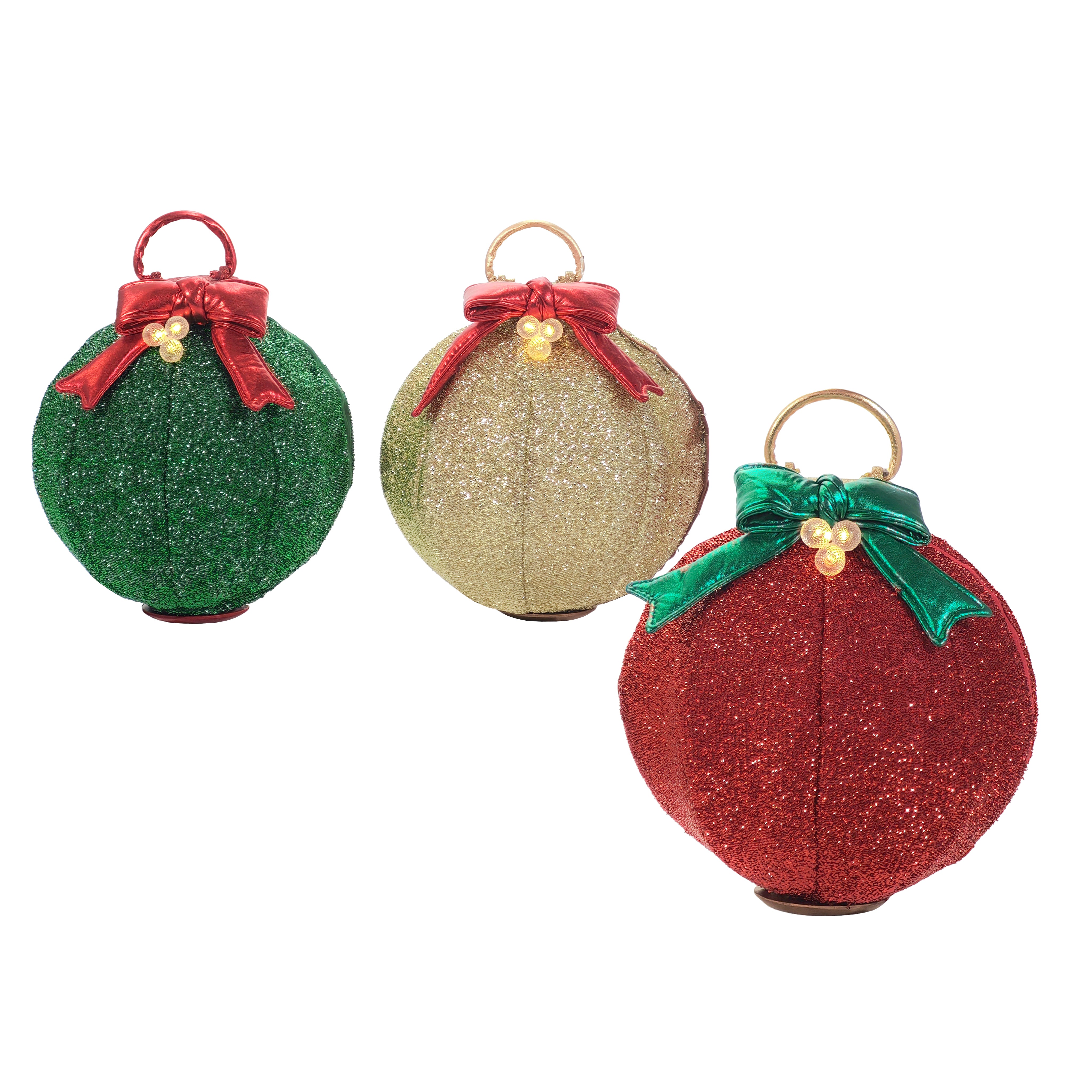 VESTIAMO CASA GRAN NATALE - Palla Natalizia Luminosa Glitterata Pieghevole diametro 30 cm