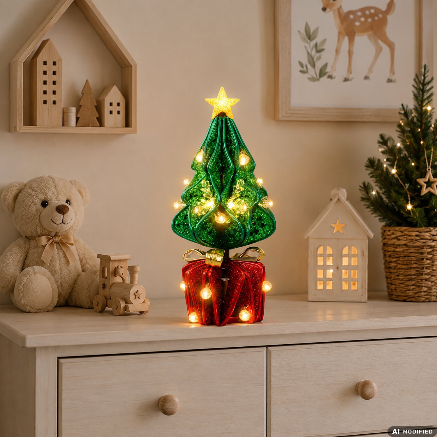VESTIAMO CASA GRAN NATALE - Albero Natalizio Luminoso Glitterato Pieghevole h60 cm
