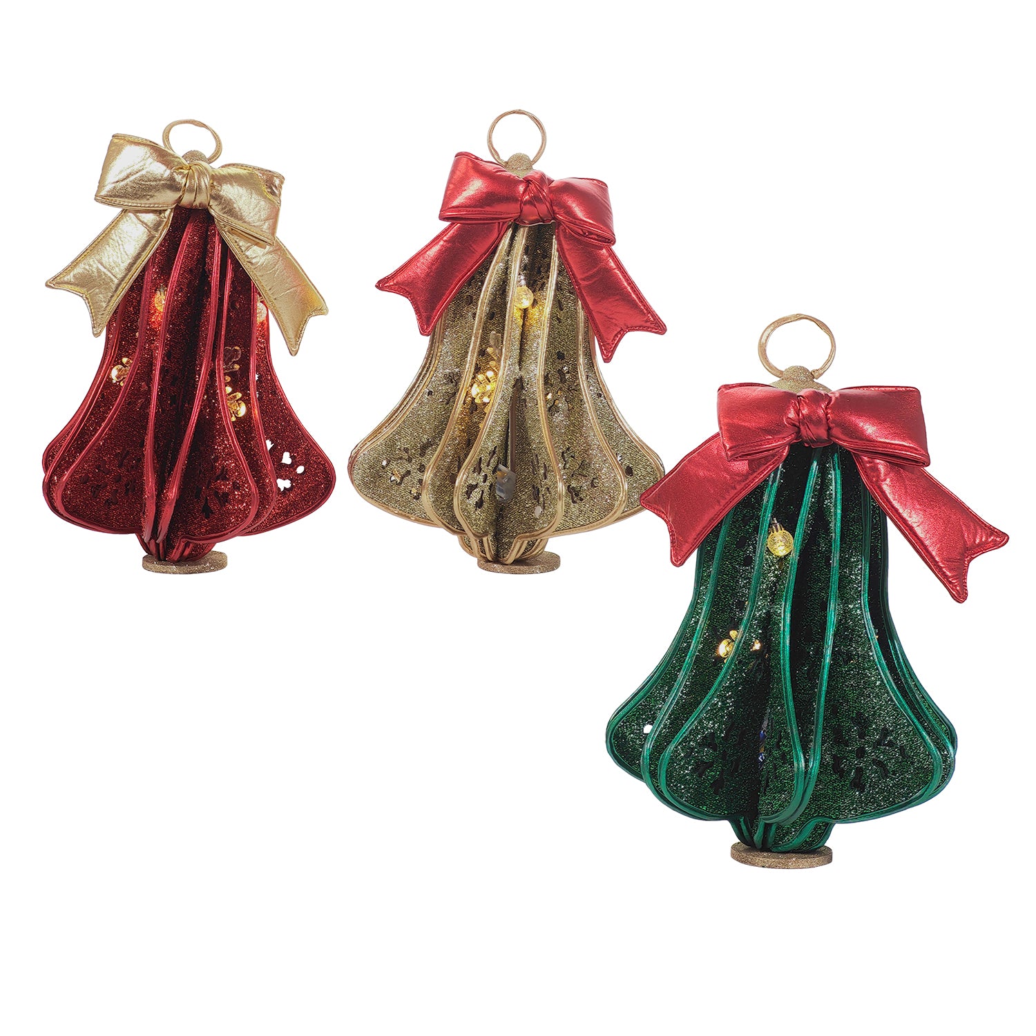 VESTIAMO CASA GRAN NATALE - Campana Natalizia Luminosa Glitterata Pieghevole h50 cm