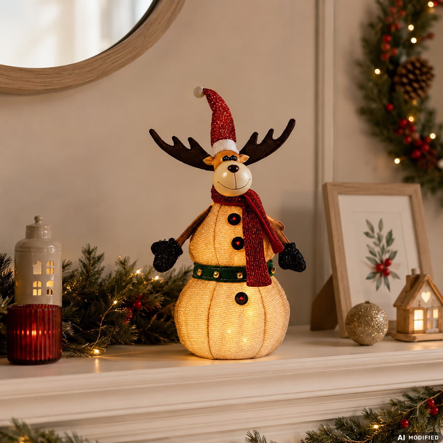 VESTIAMO CASA GRAN NATALE - Personaggio Natalizio Luminoso Glitterato Pieghevole Assortito h50 cm - Babbo Natale, Pupazzo di Neve e Renna