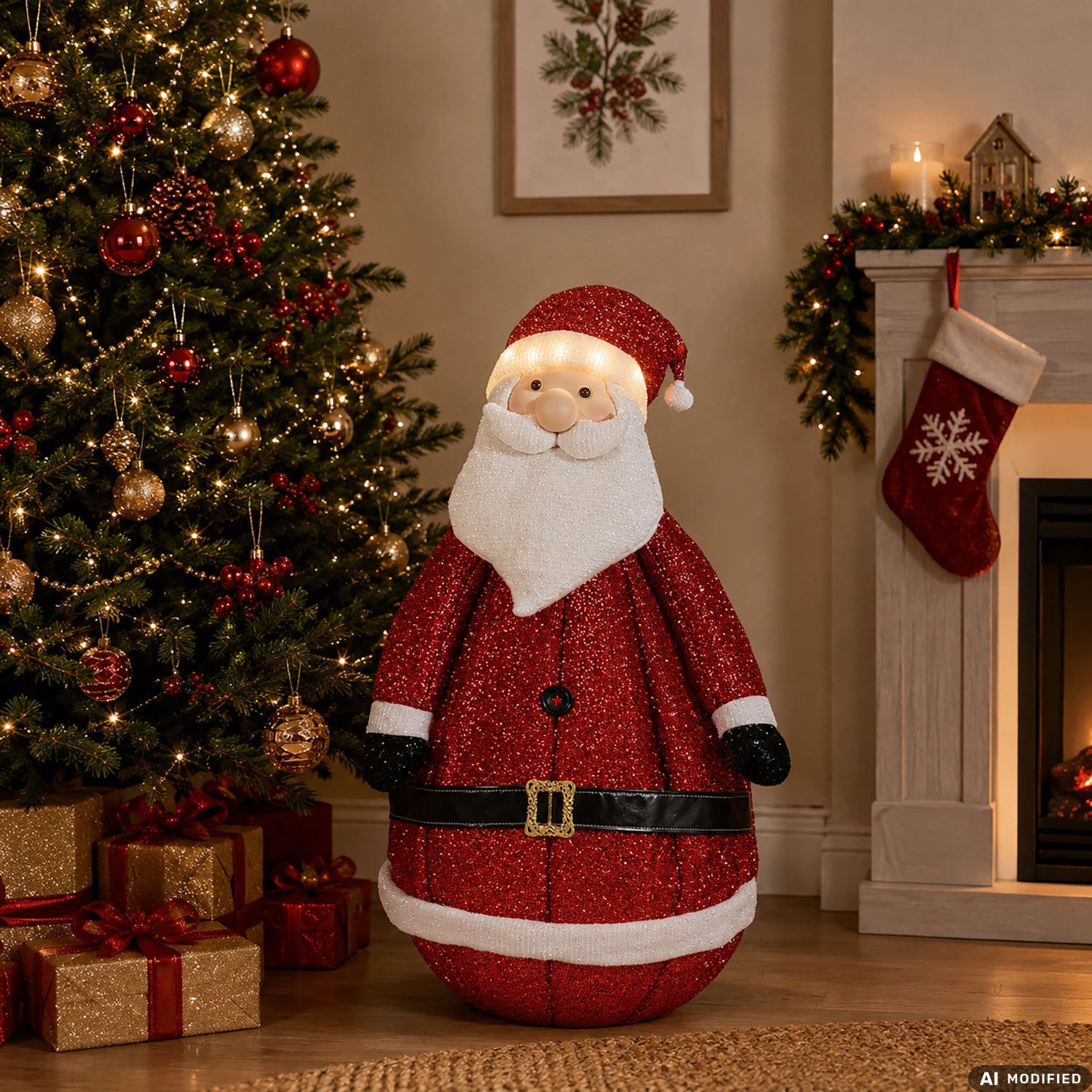 VESTIAMO CASA GRAN NATALE - Personaggio Natalizio Luminoso Glitterato Pieghevole Assortito h95 cm - Babbo Natale, Pupazzo di Neve e Renna