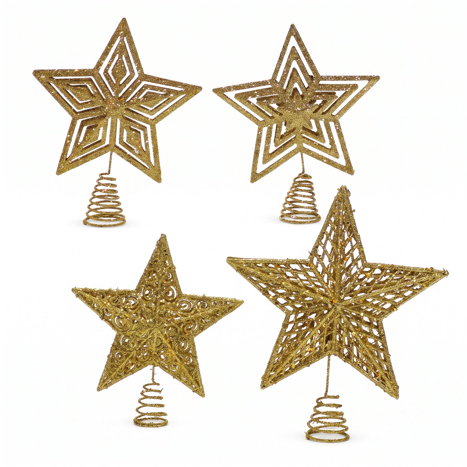 VESTIAMO CASA GRAN NATALE - Puntale Stella per Albero di Natale Oro Glitter h27 cm