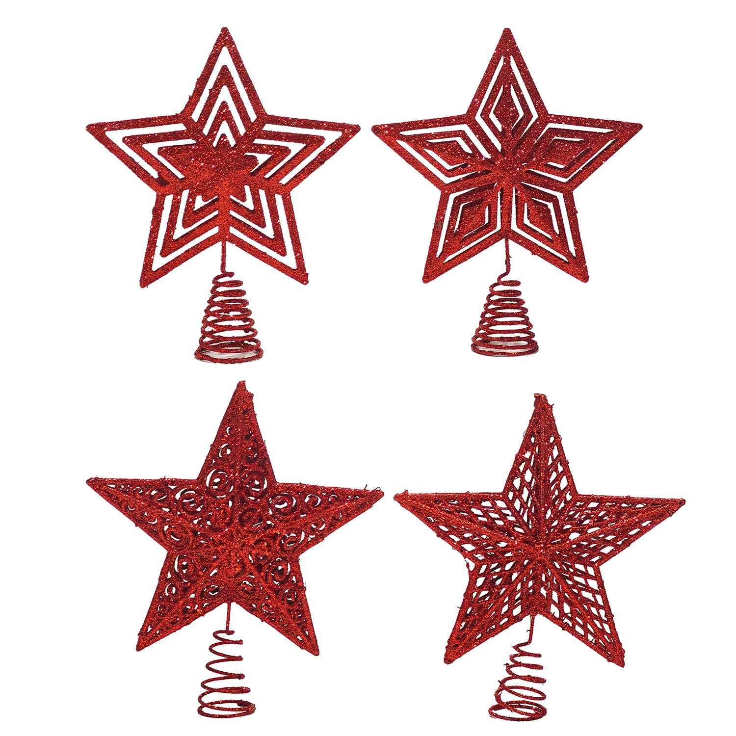 VESTIAMO CASA GRAN NATALE - Puntale Stella Natalizia Glitter Rosso h27 cm