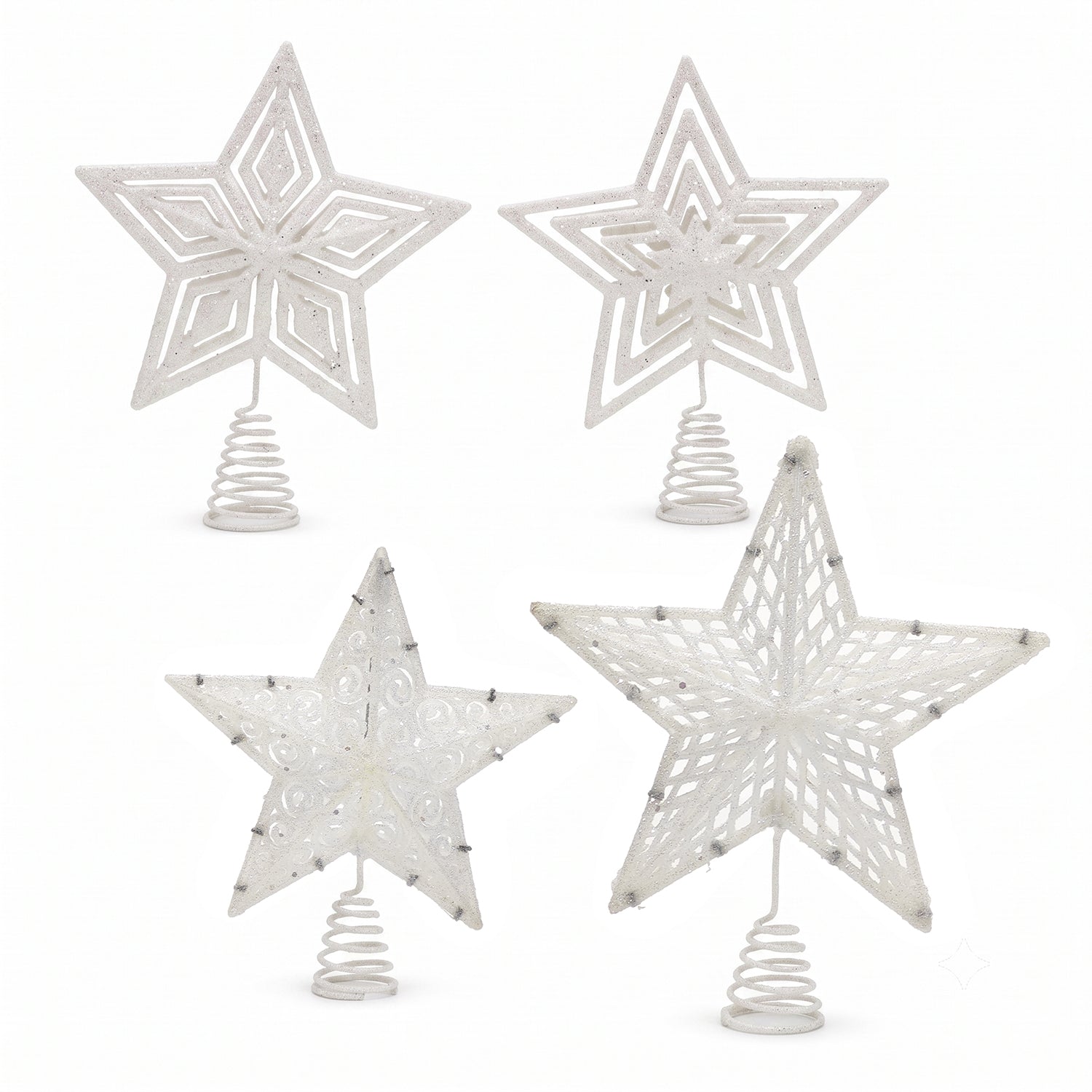 VESTIAMO CASA GRAN NATALE - Puntale Stella per Albero di Natale Bianco Glitter h27 cm