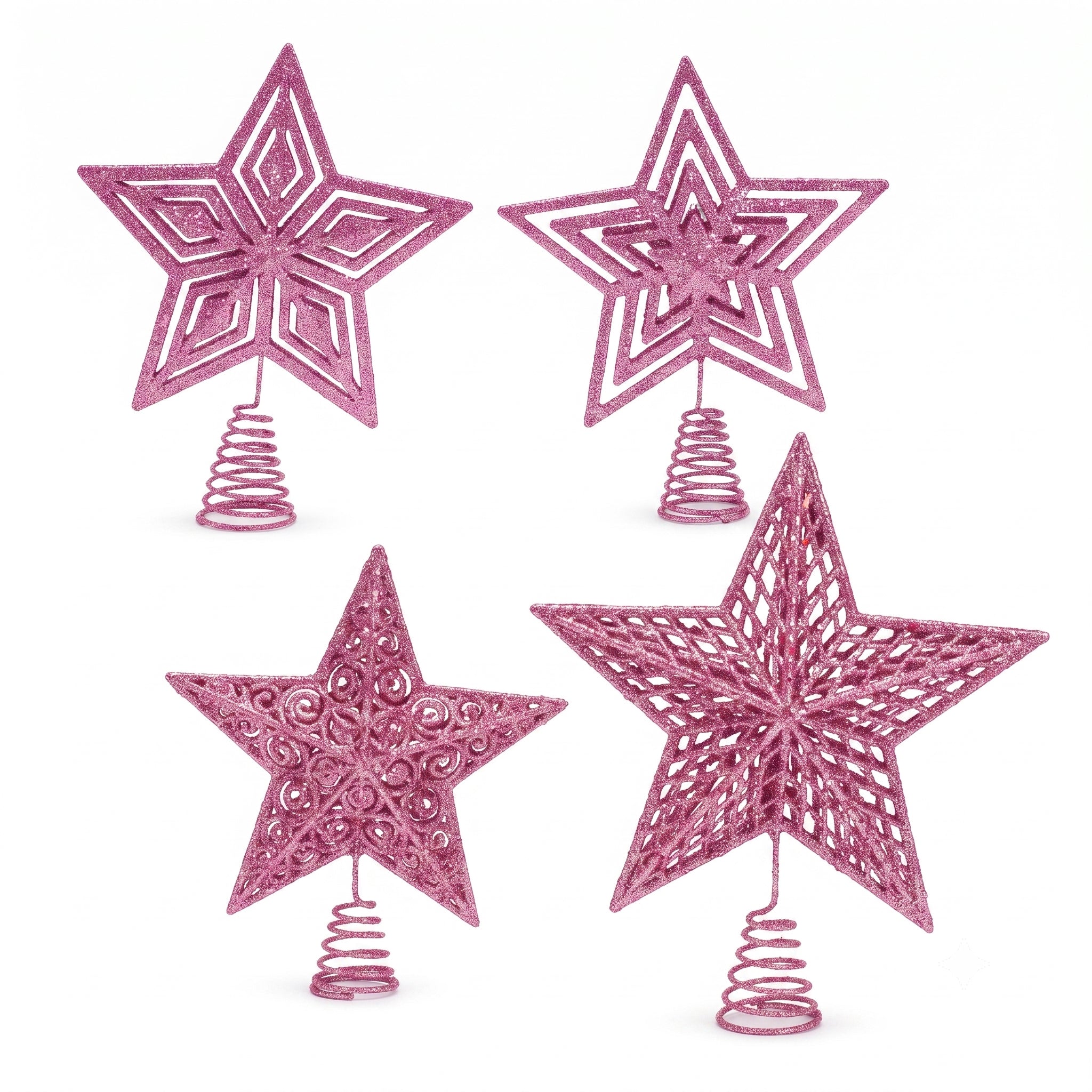 VESTIAMO CASA GRAN NATALE - Puntale Stella per Albero di Natale Rosa Glitter h27 cm