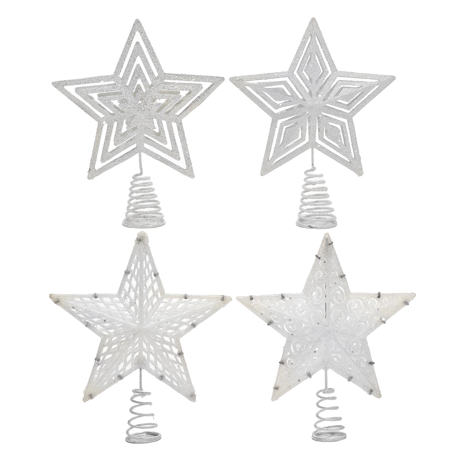 VESTIAMO CASA GRAN NATALE - Puntale Stella Natalizia Glitter Bianco h27 cm