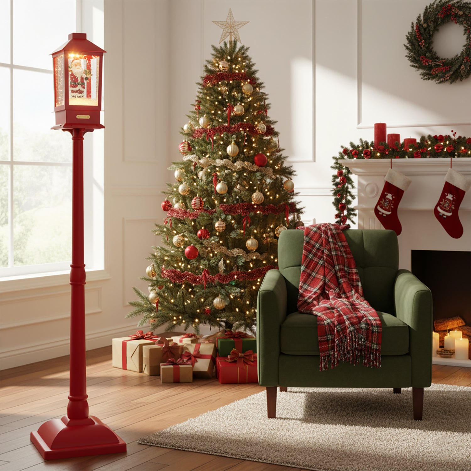 VESTIAMO CASA GRAN NATALE - Lampione Natalizio con Babbo Natale h156 cm