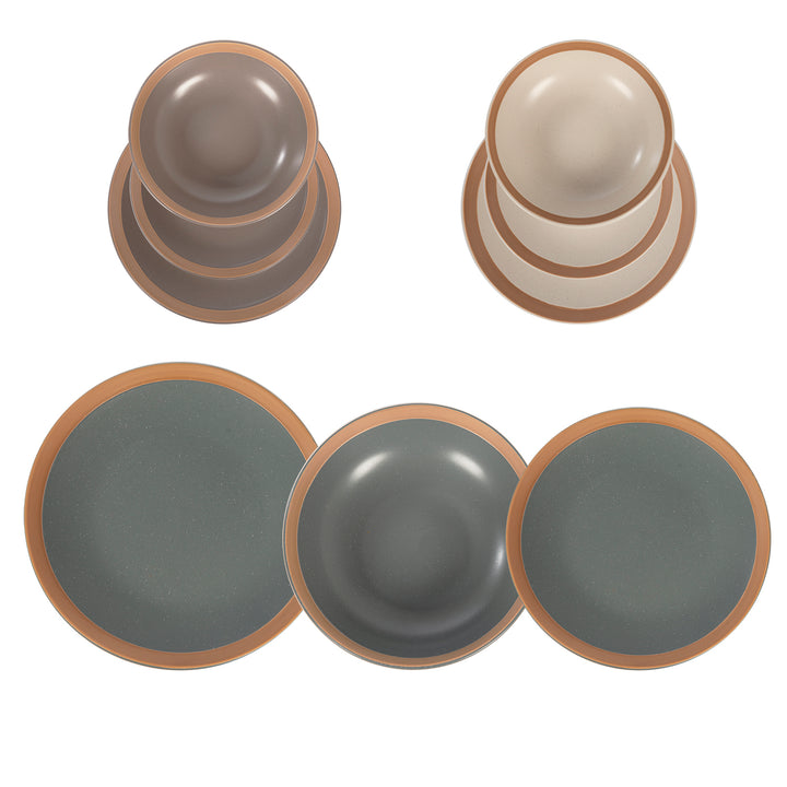 GUSTO CASA - Servizio di Piatti in Stoneware Domus 18 pezzi