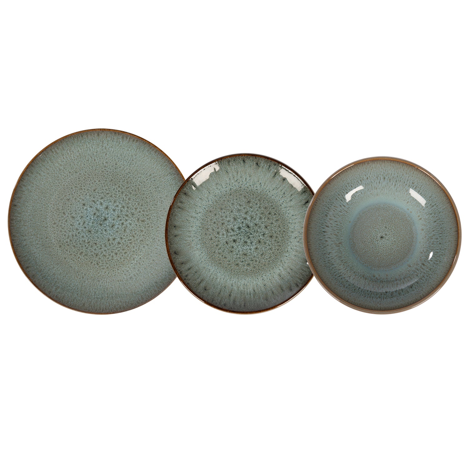 GUSTO CASA - Servizio di piatti in stoneware Reactive Green 18 pezzi