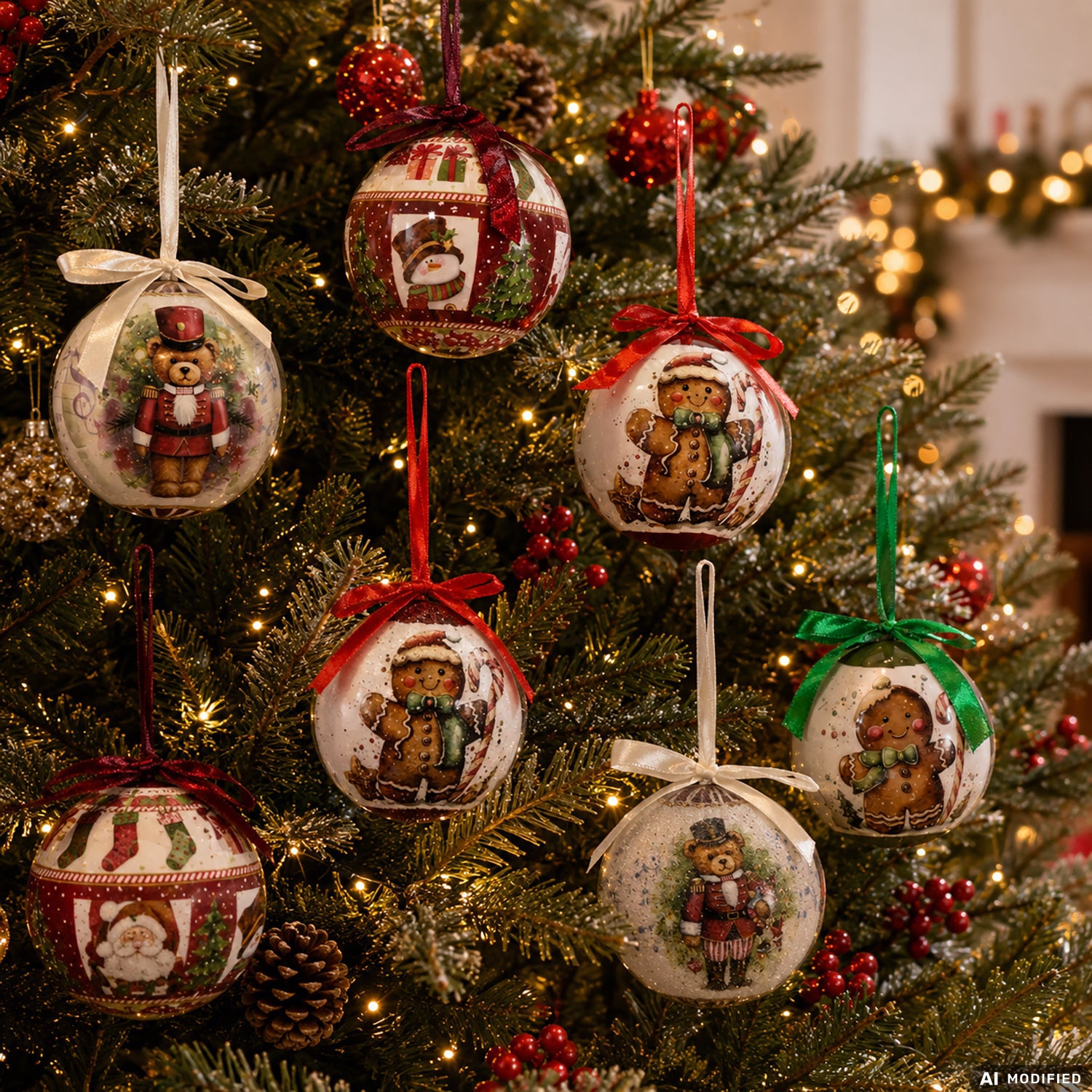 VESTIAMO CASA GRAN NATALE - Set 7 Palline di Natale Decorazioni assortite Infrangibili diametro 7,5 cm