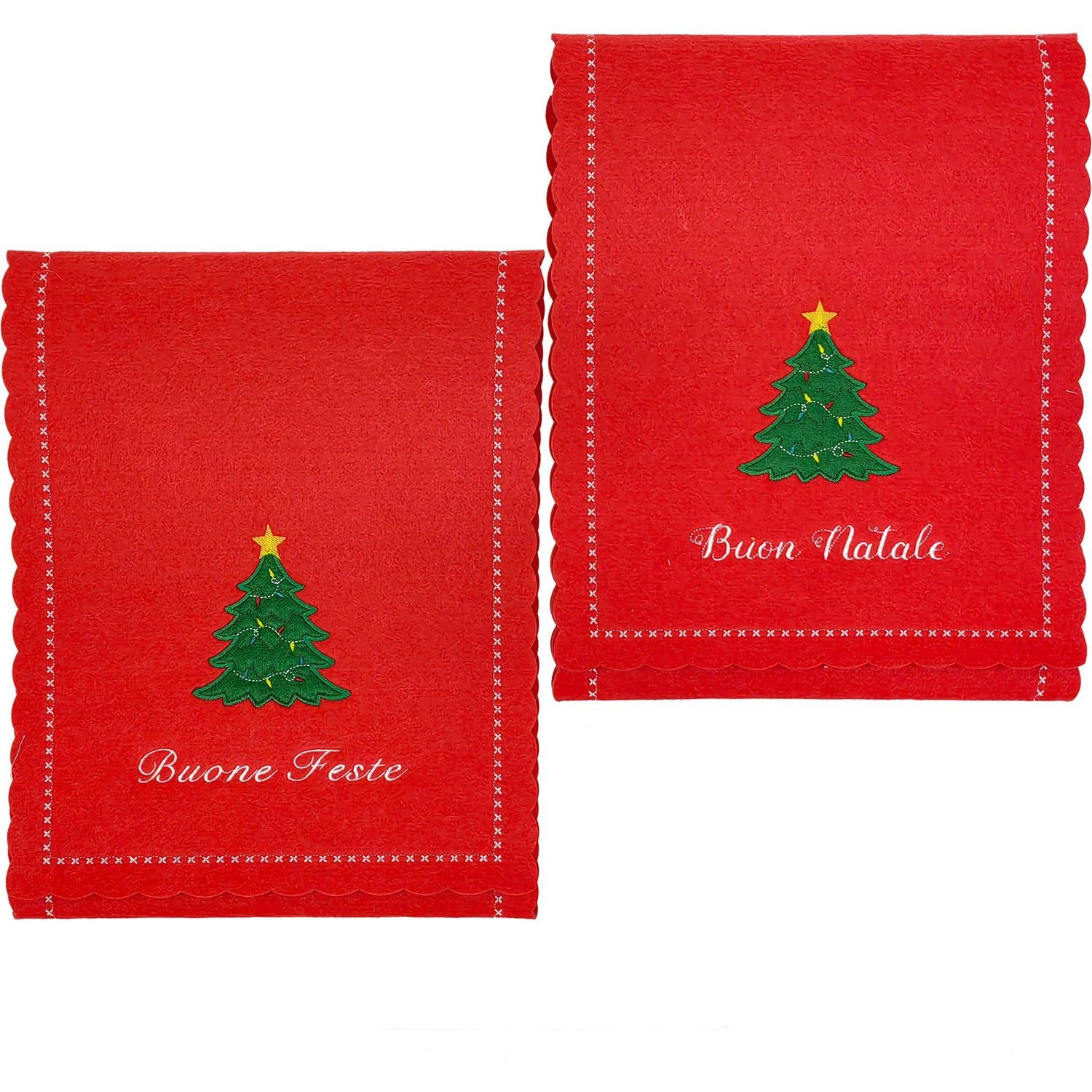 VESTIAMO CASA GRAN NATALE - Runner da Tavola in Feltro Rosso 118x30 cm - Decorazione natalizia