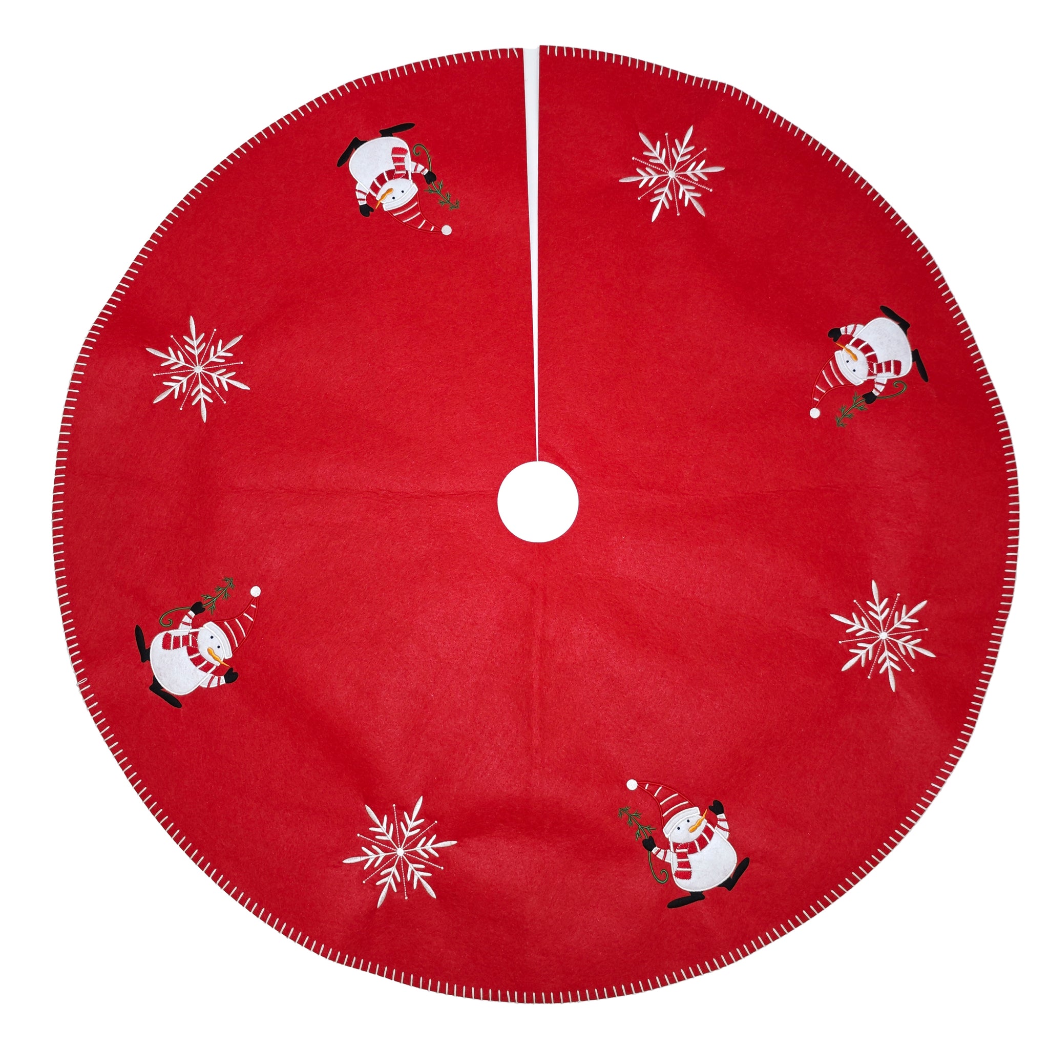 Gonna per albero di Natale con pupazzo di neve, 122 cm, rosso Backgrond