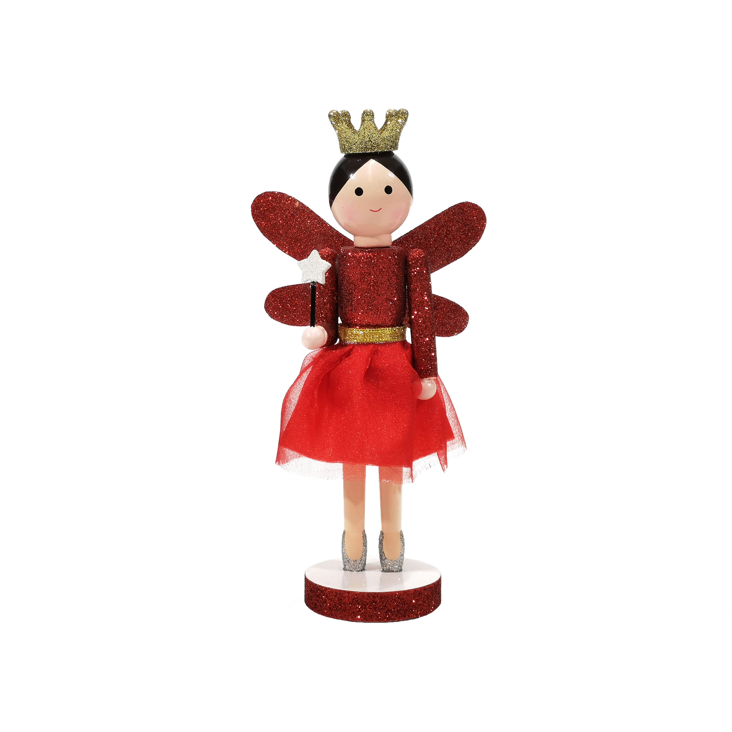 VESTIAMO CASA GRAN NATALE - Fatina Decorativa Natalizia in Legno Rosso h35 cm