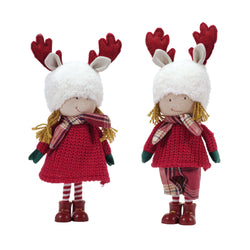 VESTIAMO CASA GRAN NATALE - Personaggio Natalizio Bimbo con cappello Renna Rosso con decoro Scozzese h40 cm