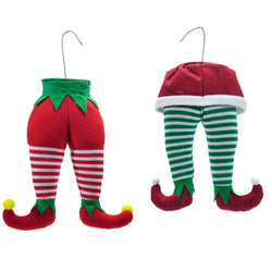 VESTIAMO CASA GRAN NATALE - Appendino Gambe Elfo Rosso e Verde h30 cm