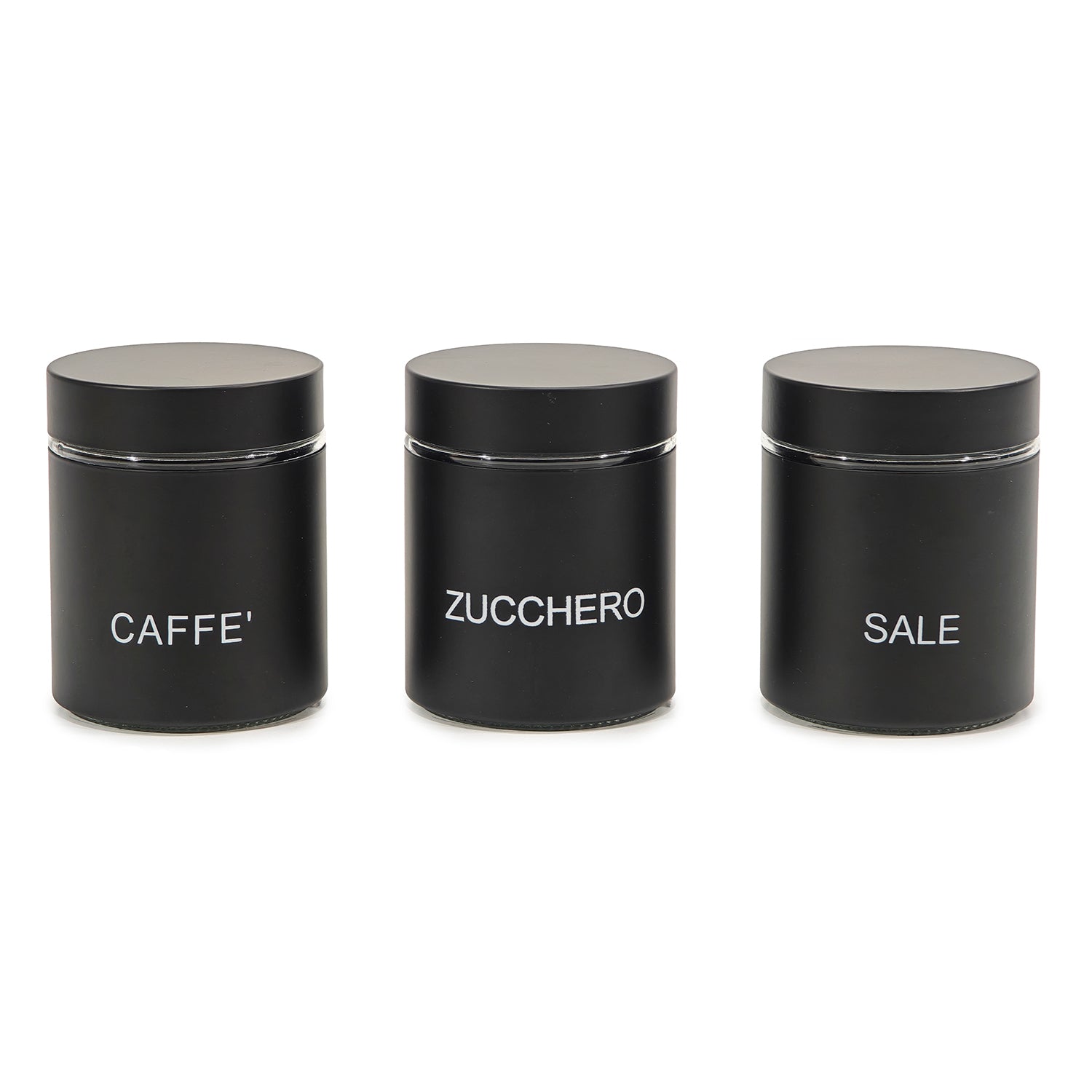 GUSTO CASA - Set 3 barattoli da cucina Nero Opaco 75 cl