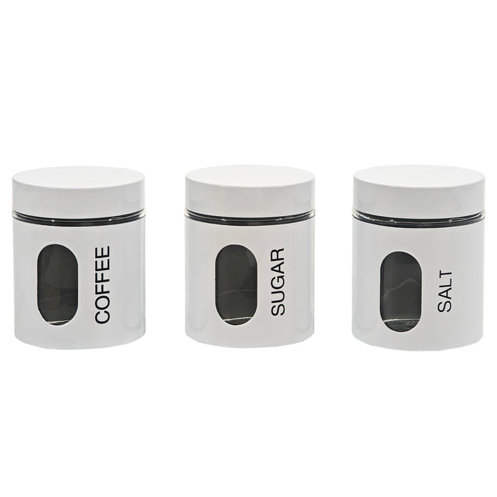 GUSTO CASA - Set 3 barattoli da cucina Bianco Lucido 75 cl