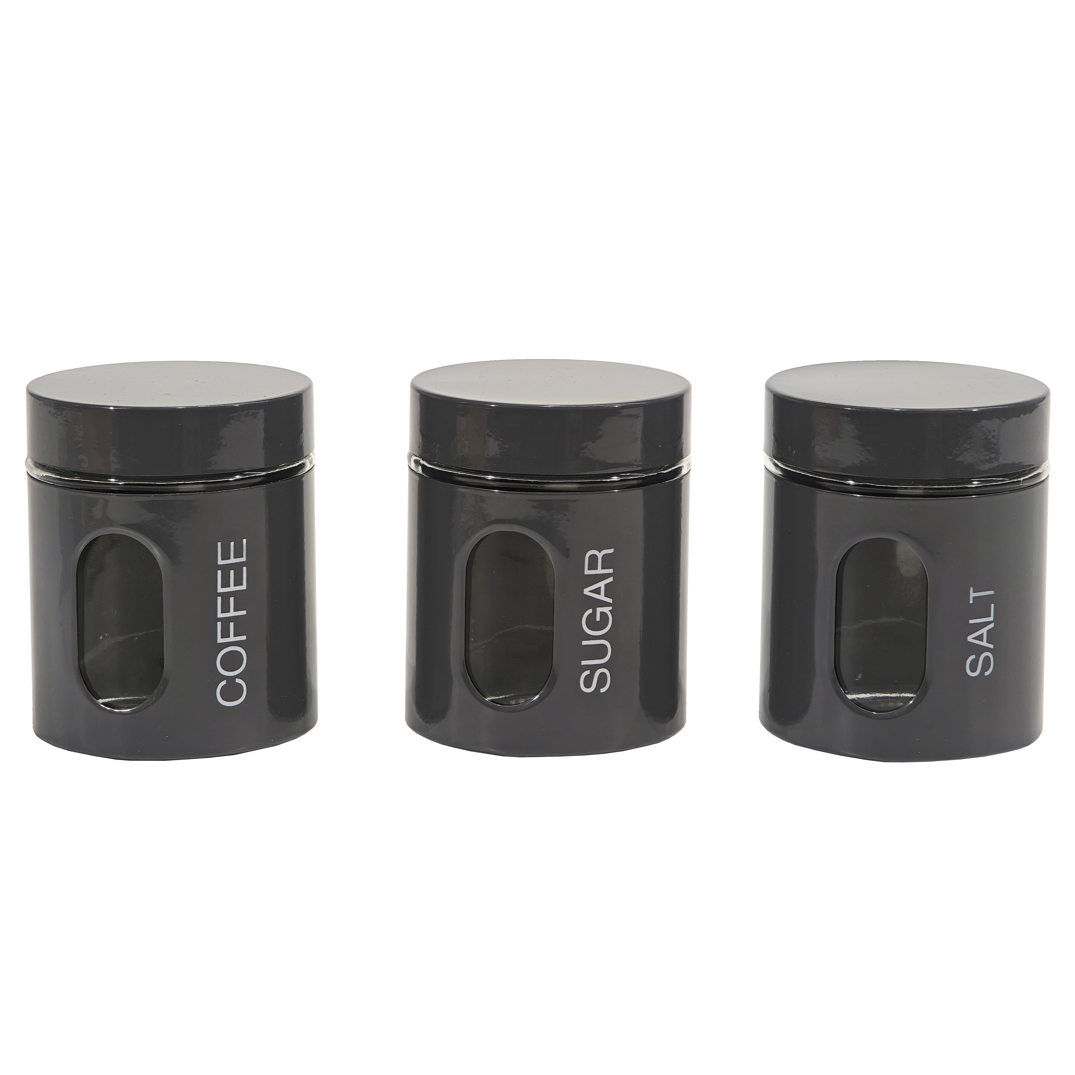 GUSTO CASA - Set 3 barattoli da cucina Grigio Lucido 75 cl