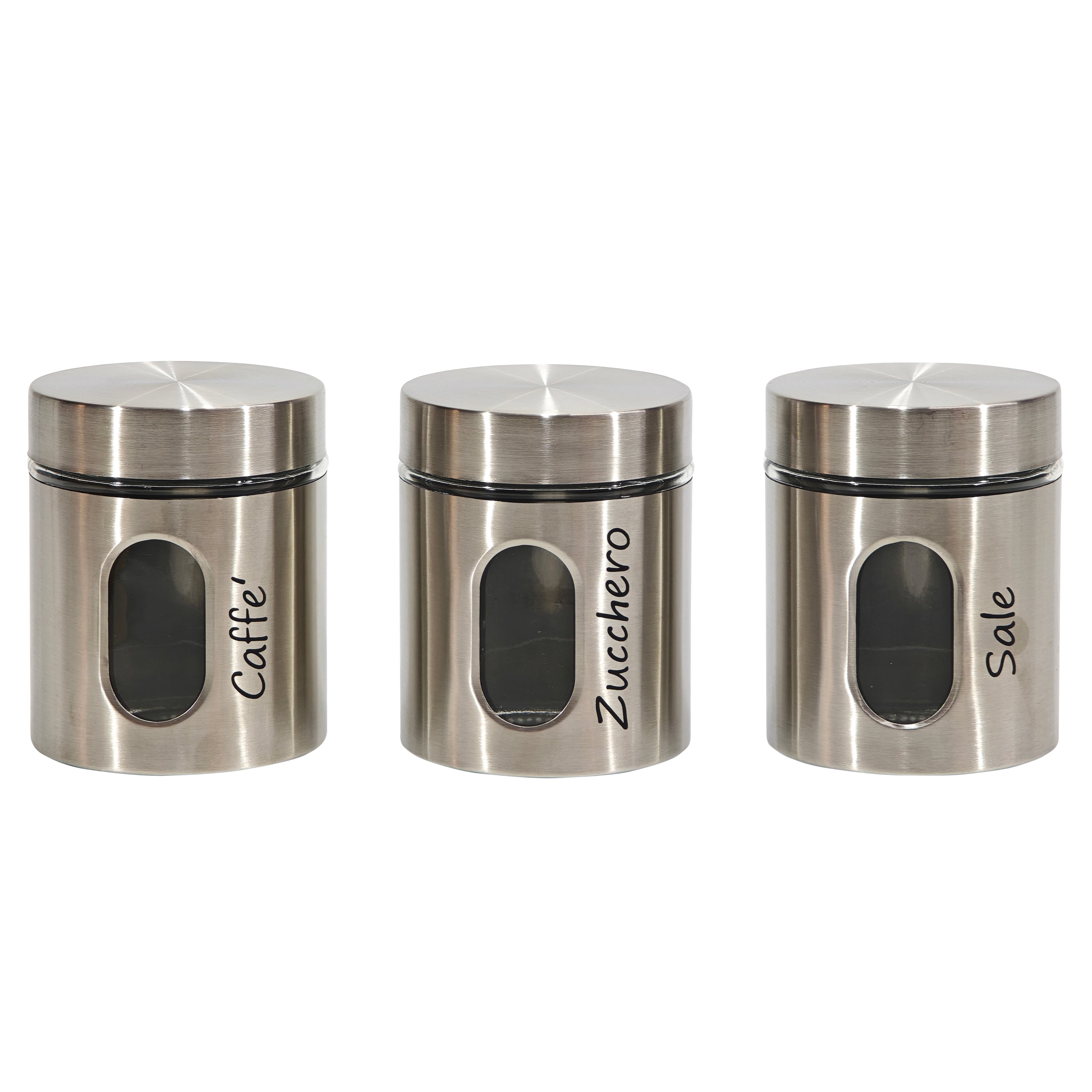GUSTO CASA - Set 3 barattoli da cucina Cromato 75 cl