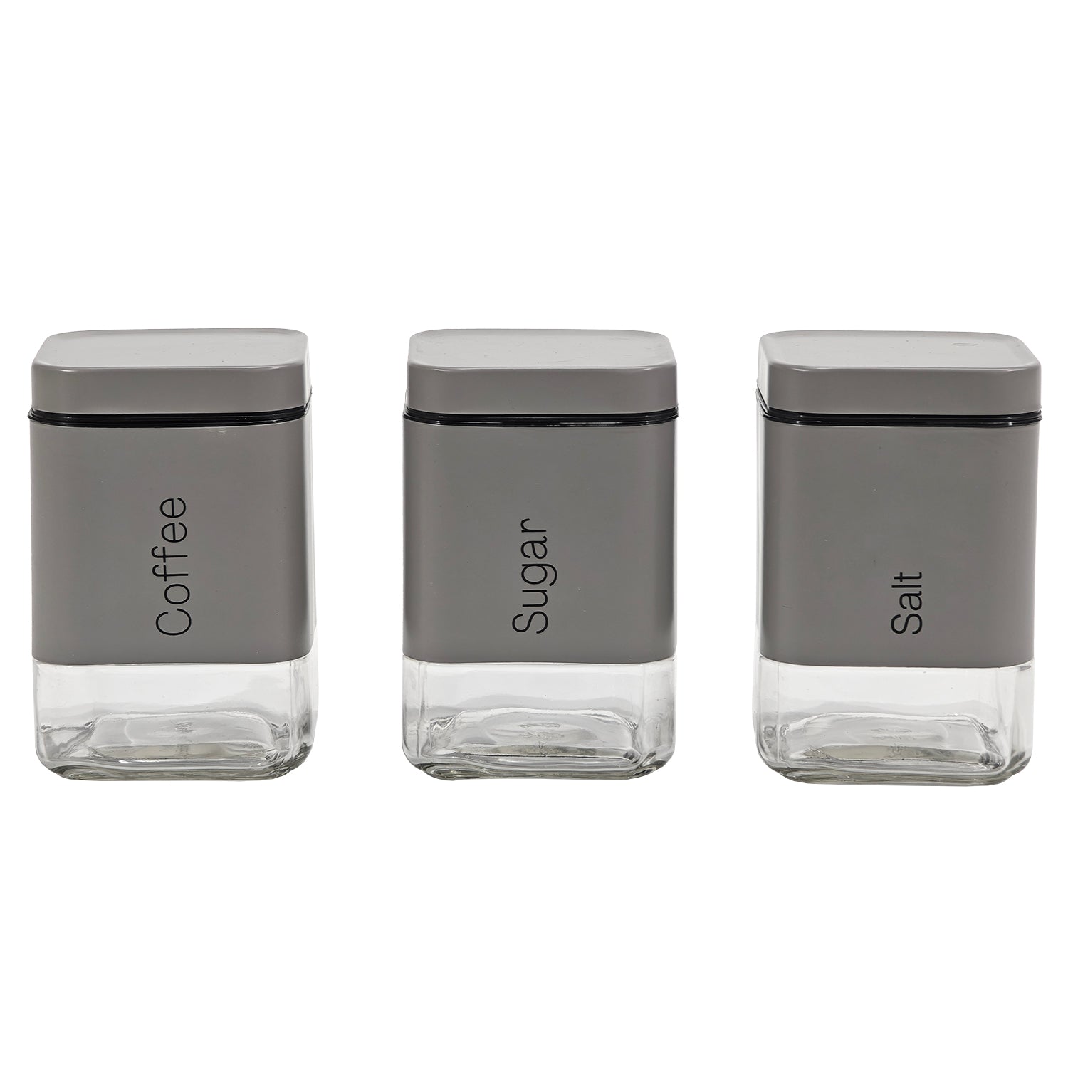 GUSTO CASA - Set 3 barattoli da cucina Grigio 80 cl